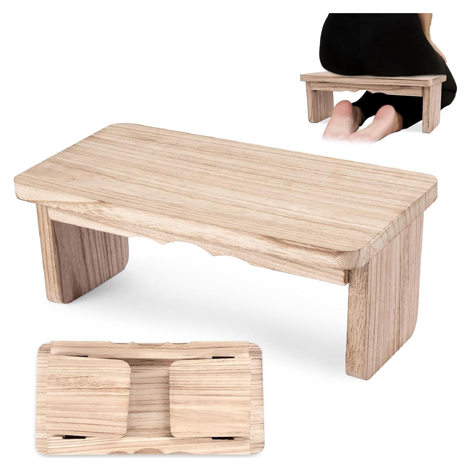 Banco de Meditación Elfzone Plegable de Madera Clara 1.59 kg