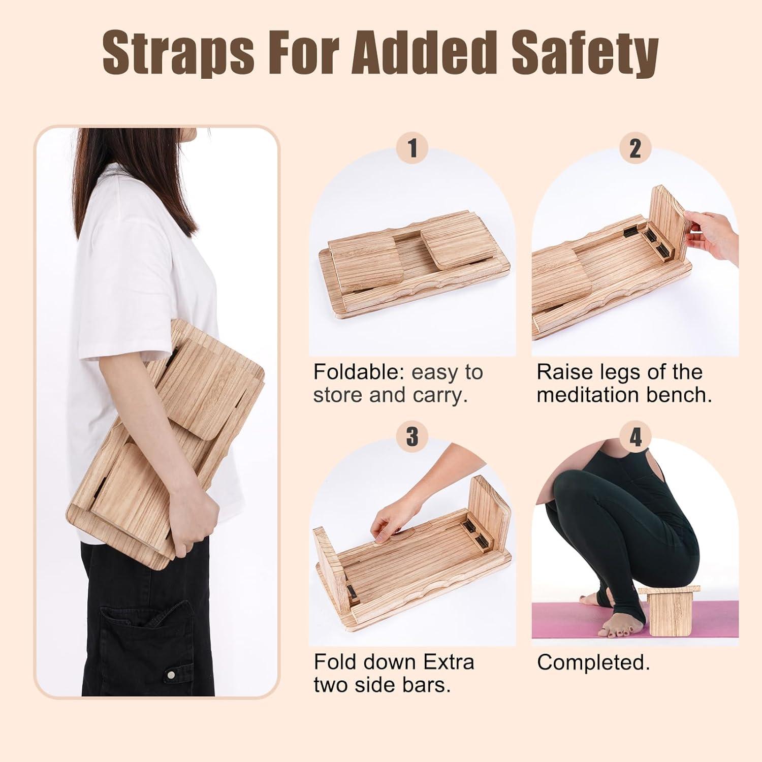 Banco de Meditación Elfzone Plegable de Madera Clara 1.59 kg