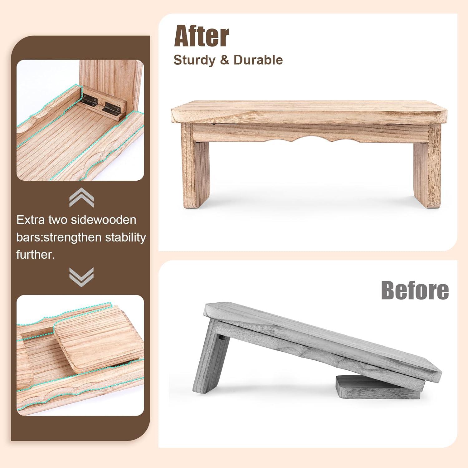 Banco de Meditación Elfzone Plegable de Madera Clara 1.59 kg