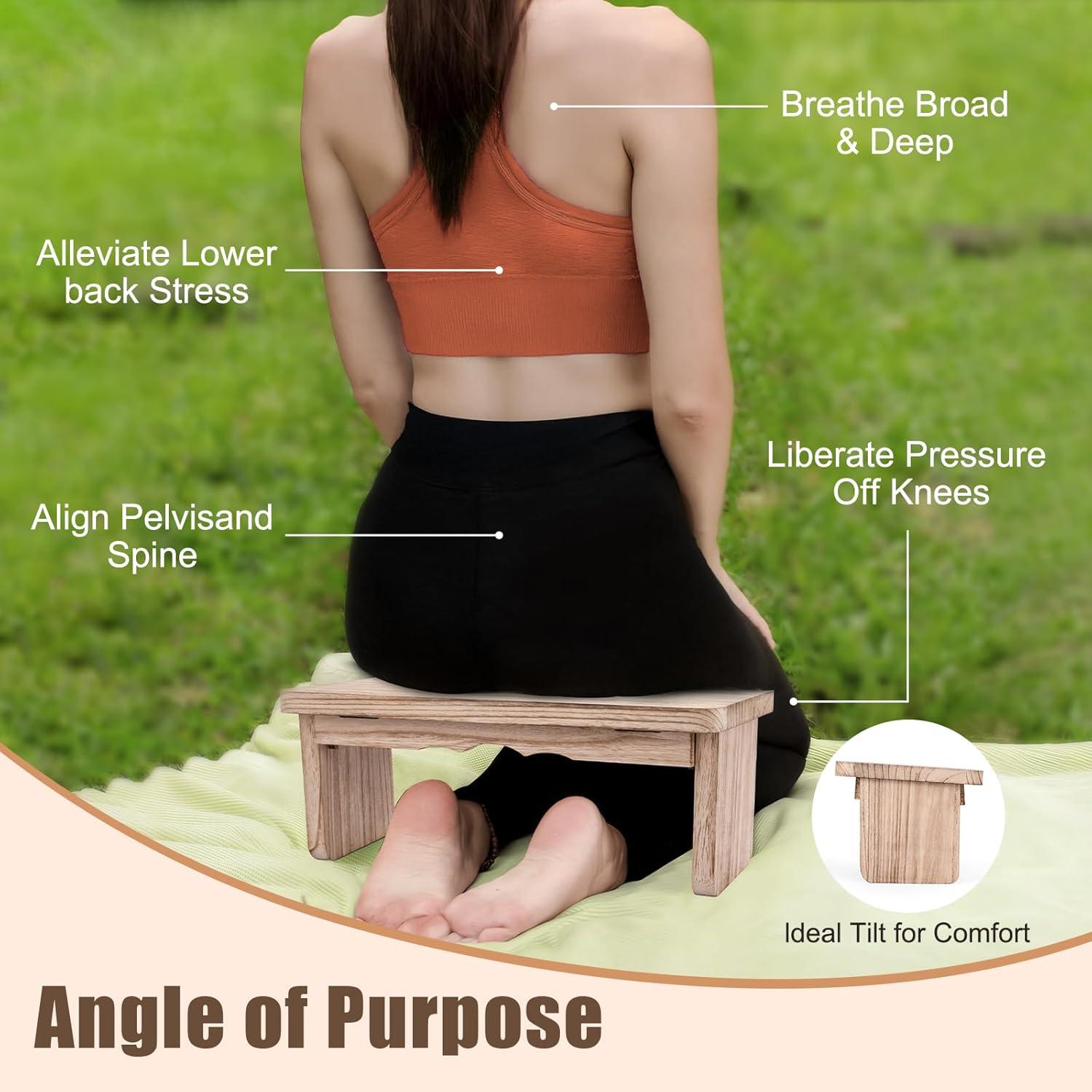 Banco de Meditación Elfzone Plegable de Madera Clara 1.59 kg