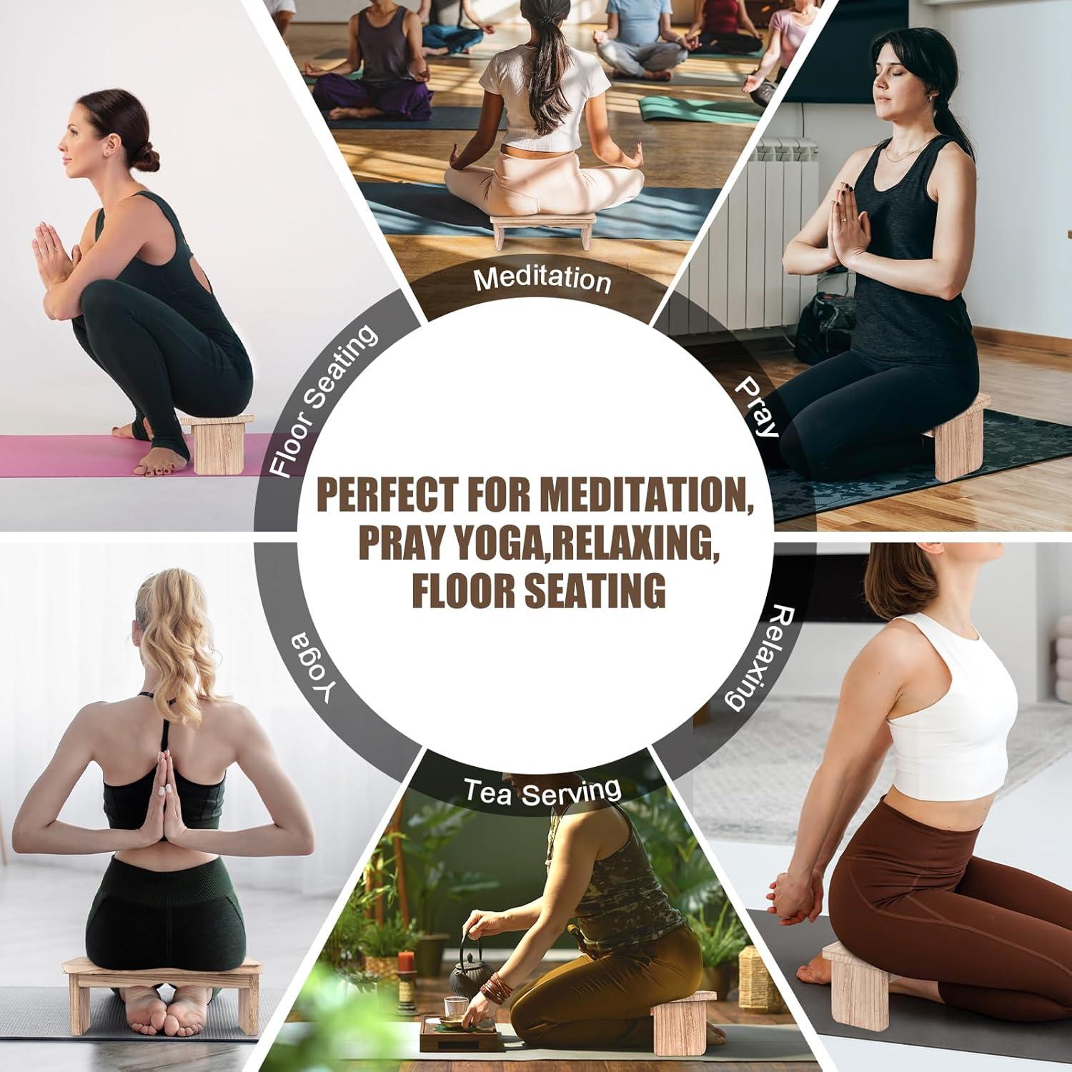 Banco de Meditación Elfzone Plegable de Madera Clara 1.59 kg