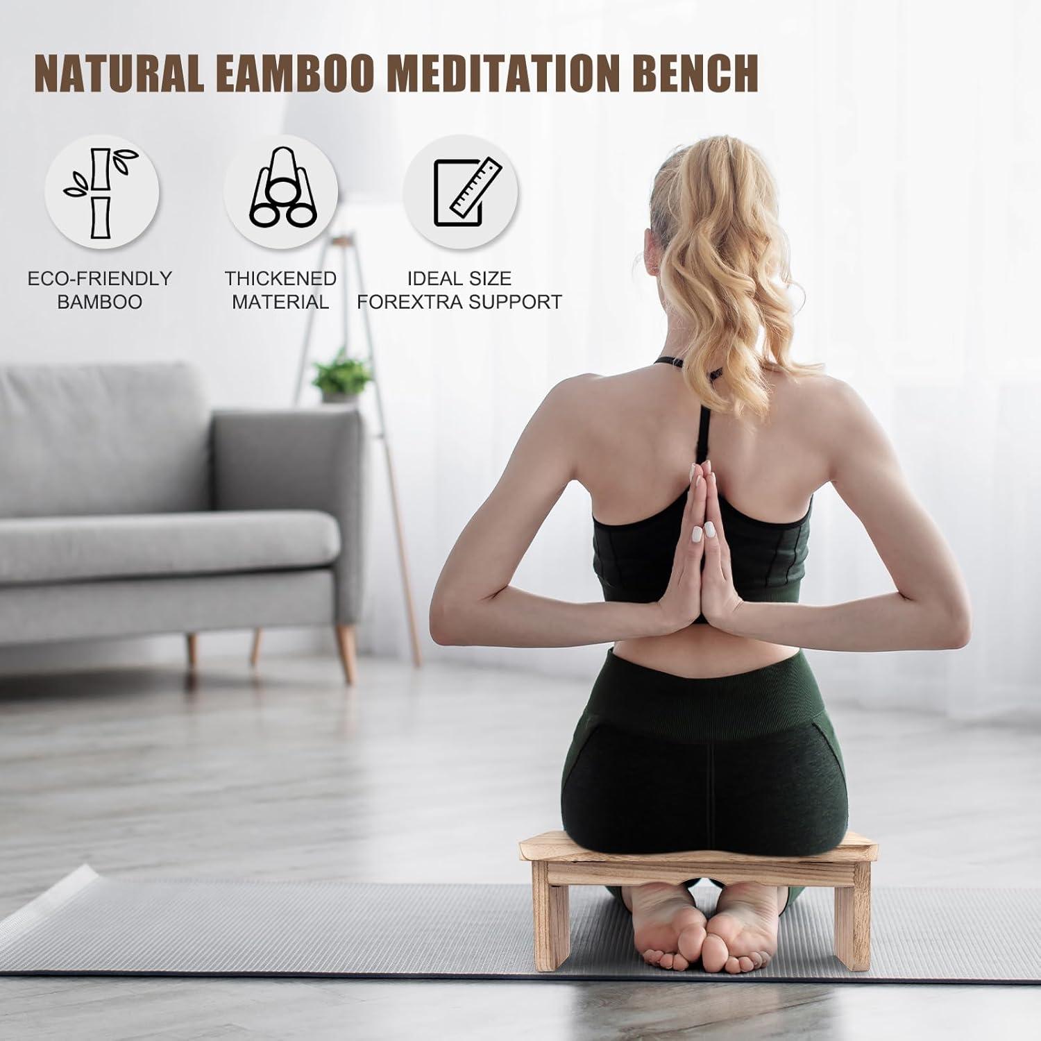 Banco de Meditación Elfzone Plegable de Madera Clara 1.59 kg