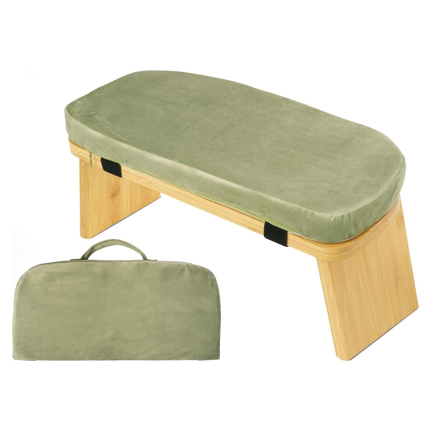 Banco de Yoga Ergonómico HUIJUBAO de Madera de Haya Verde