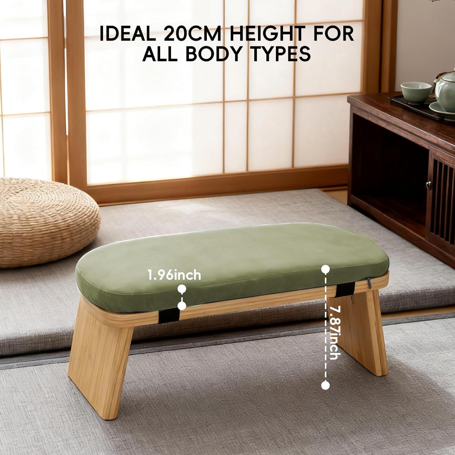 Banco de Yoga Ergonómico HUIJUBAO de Madera de Haya Verde