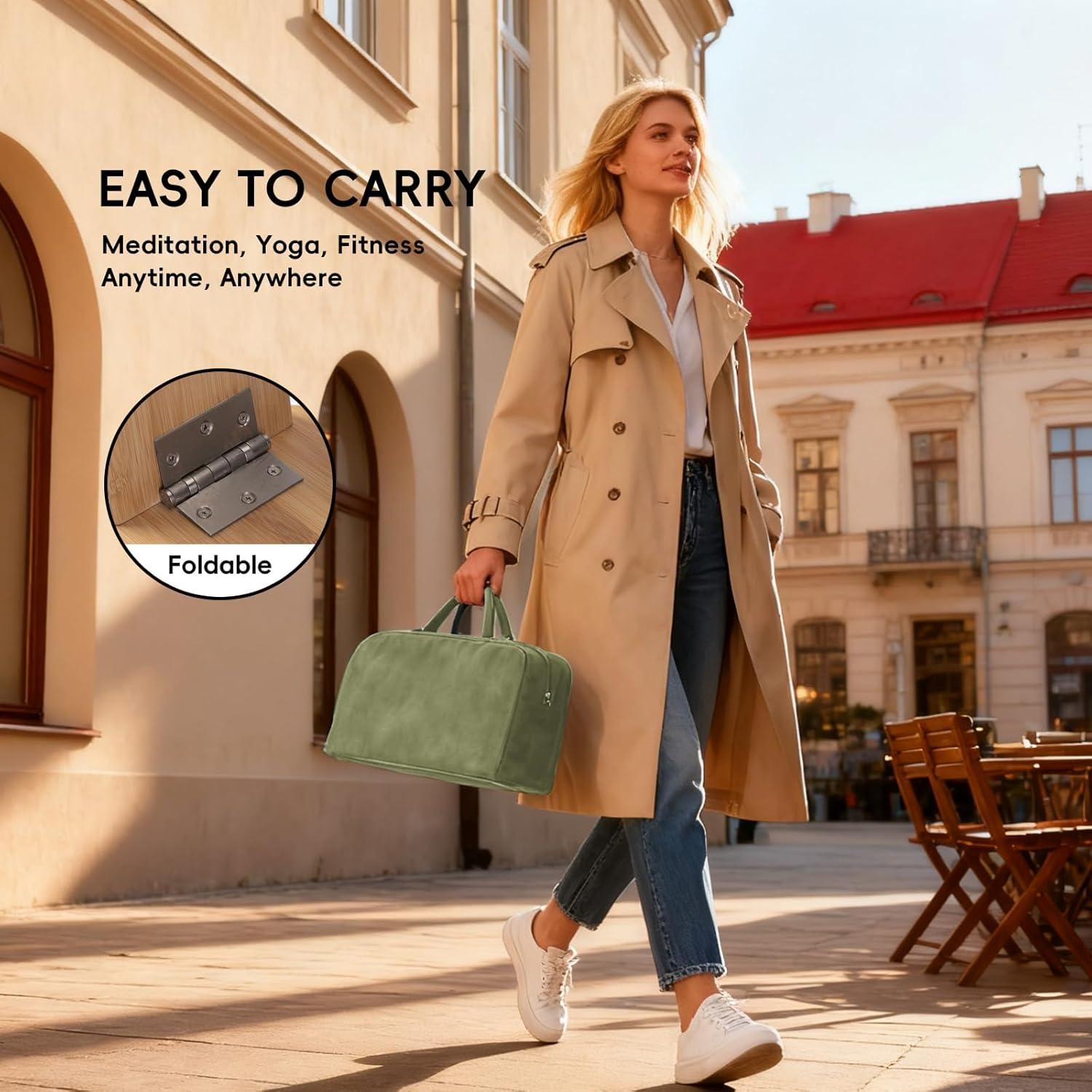 Banco de Yoga Ergonómico HUIJUBAO de Madera de Haya Verde