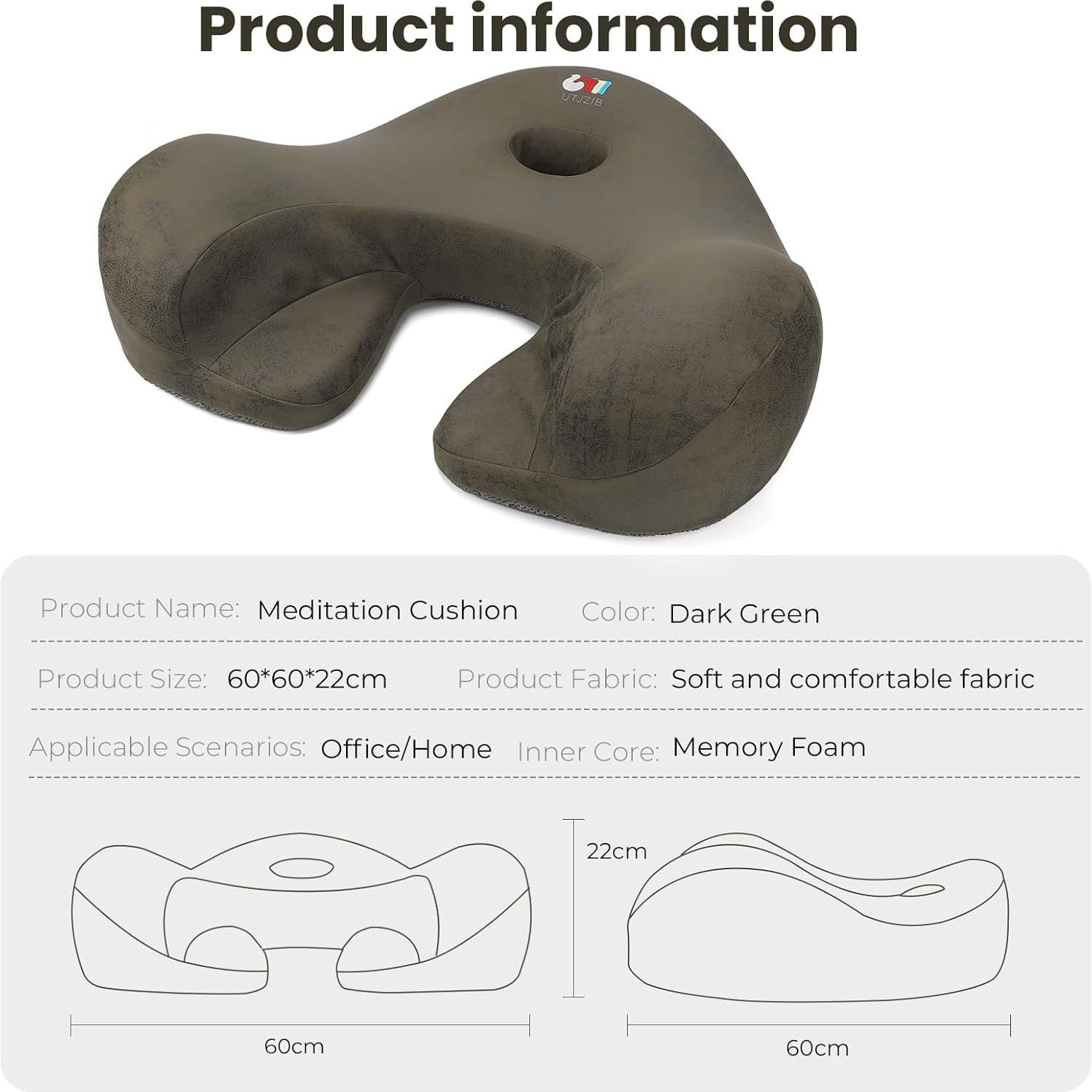 Cojín de Meditación Ergonómico UTJZIB - Espuma de Memoria Verde