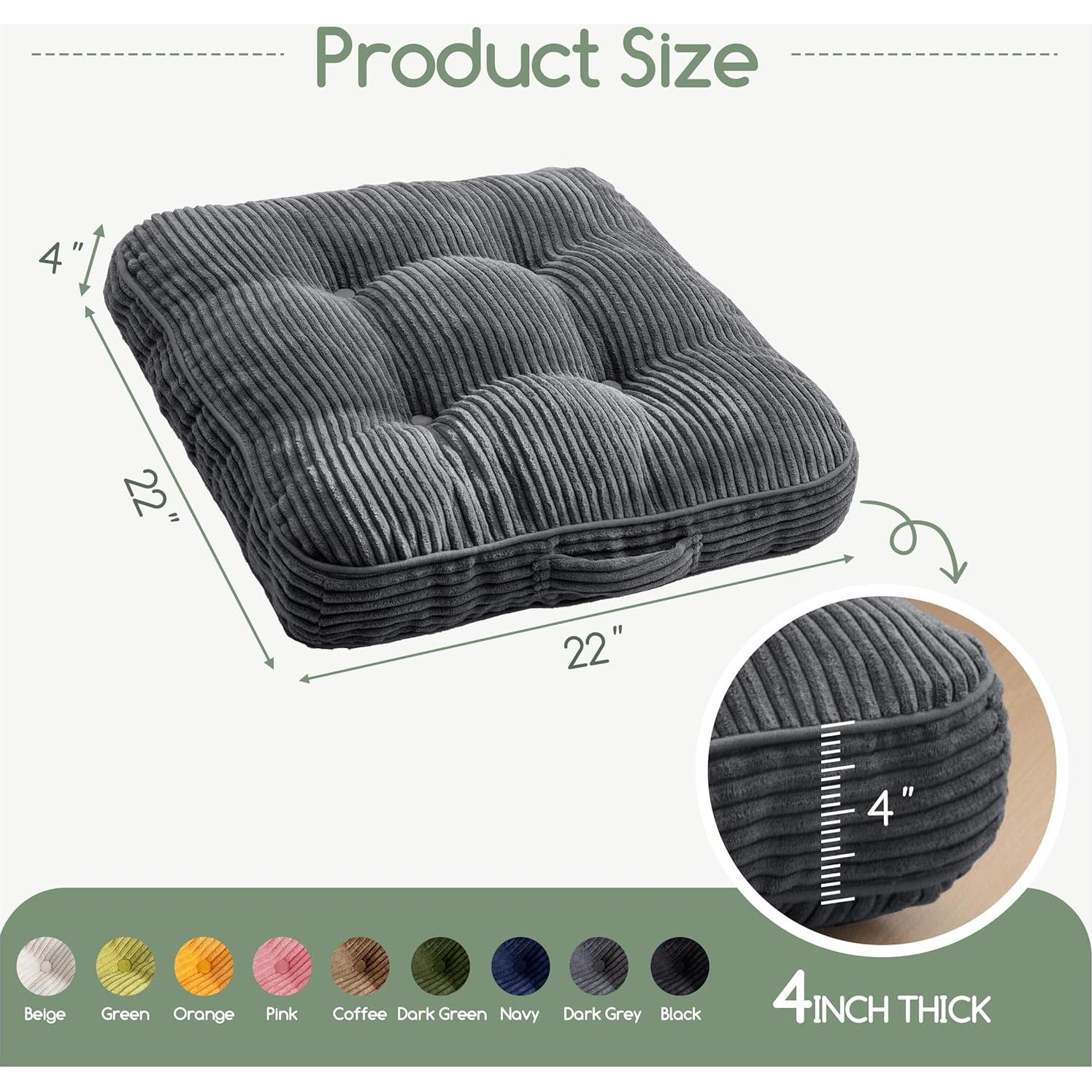 Cojín de Suelo HIGOGOGO Lavable 55.88x55.88 cm Gris