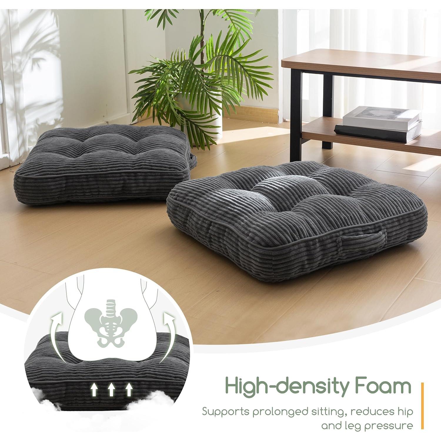 Cojín de Suelo HIGOGOGO Lavable 55.88x55.88 cm Gris