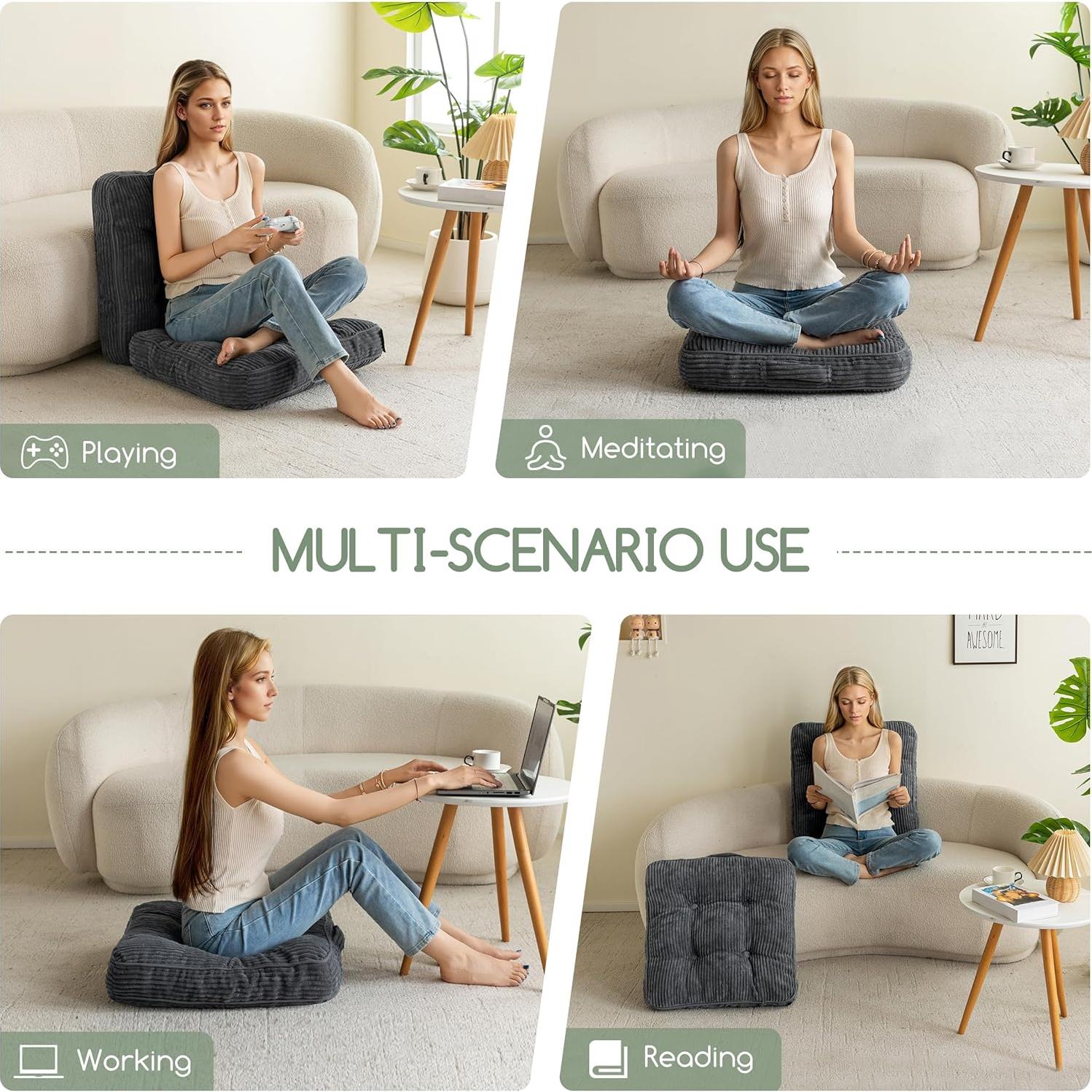 Cojín de Suelo HIGOGOGO Lavable 55.88x55.88 cm Gris