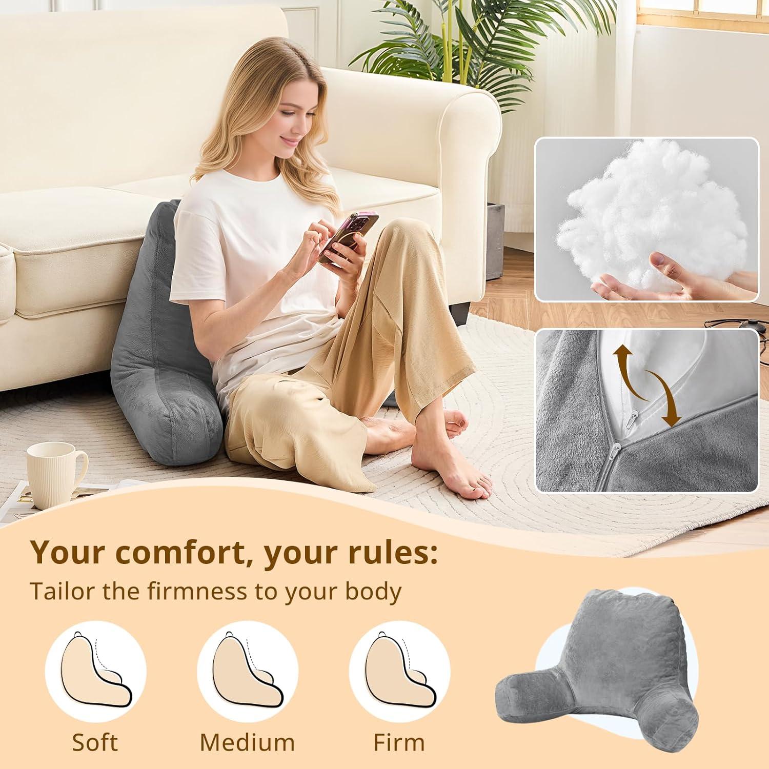 Almohada de Lectura Sasttie Terciopelo Gris Oscuro 45.72 cm