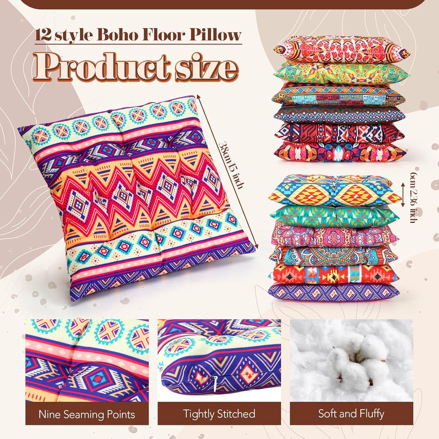 Cojines de Suelo Bohemios Nuogo 12 Pcs 38x38 cm Lavables