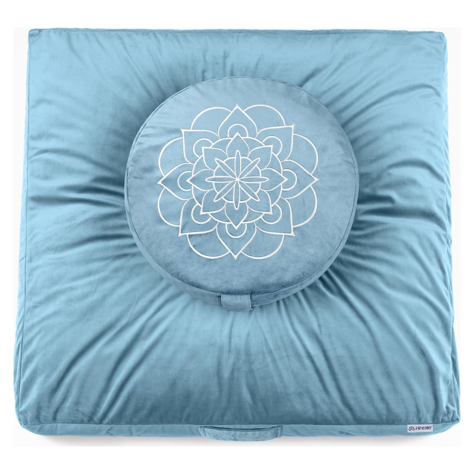 Cojín de Meditación Hihealer Grande Terciopelo Azul Zafu