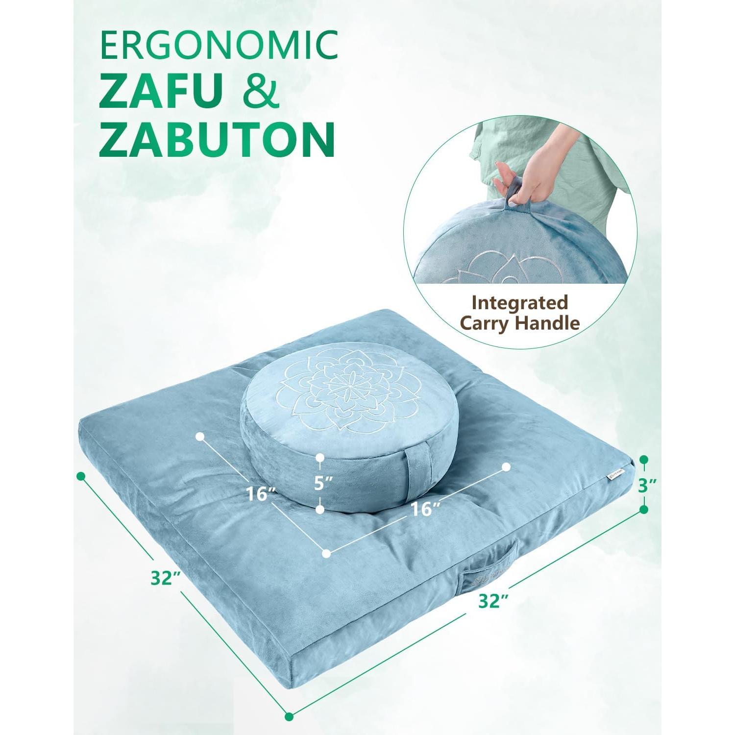 Cojín de Meditación Hihealer Grande Terciopelo Azul Zafu