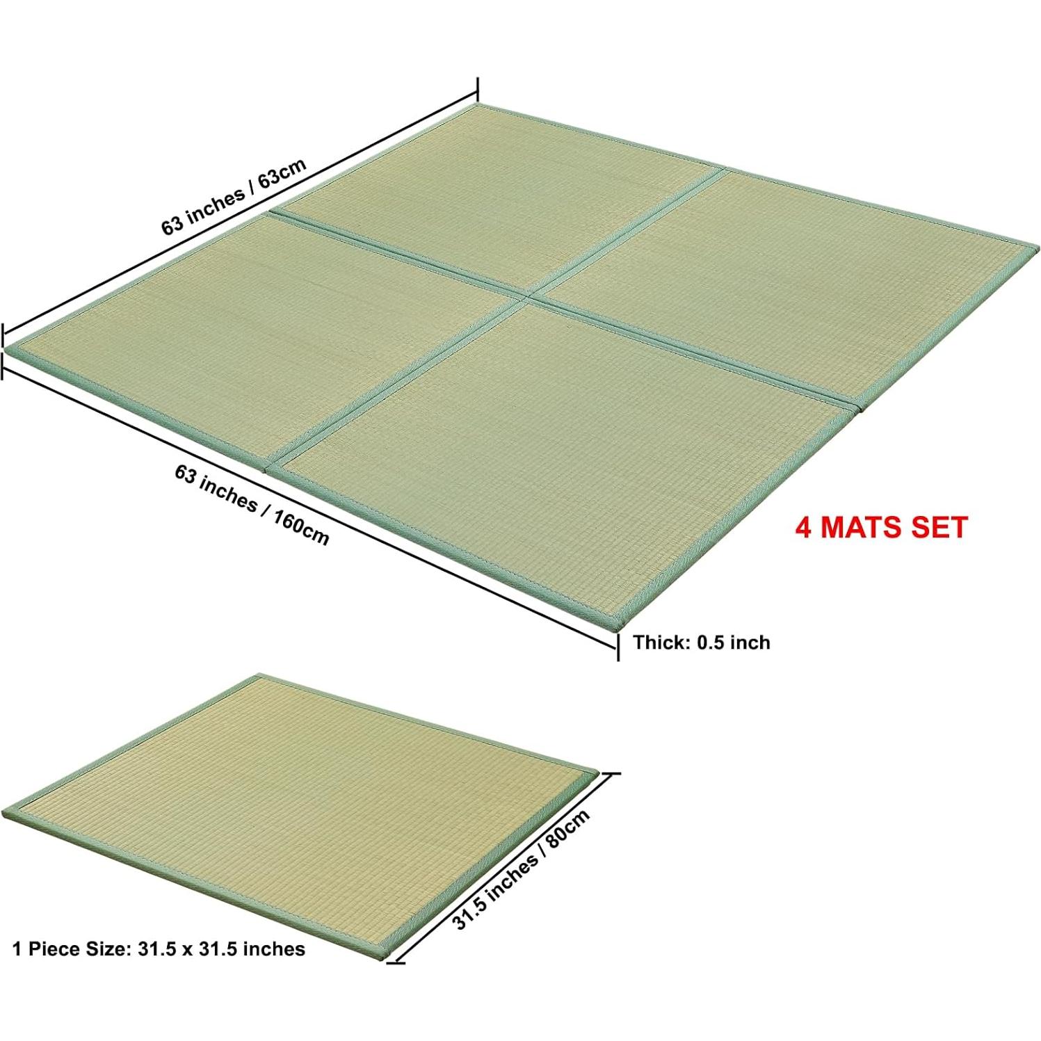 Tatami Japonés KITBRHOME 80x80 cm, 4 Piezas, Antideslizante