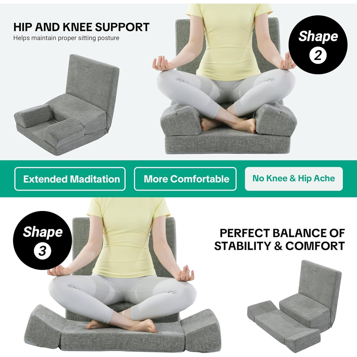 Cojín de Meditación HOMBYS 3 en 1 con Soporte Ajustable 91x56cm