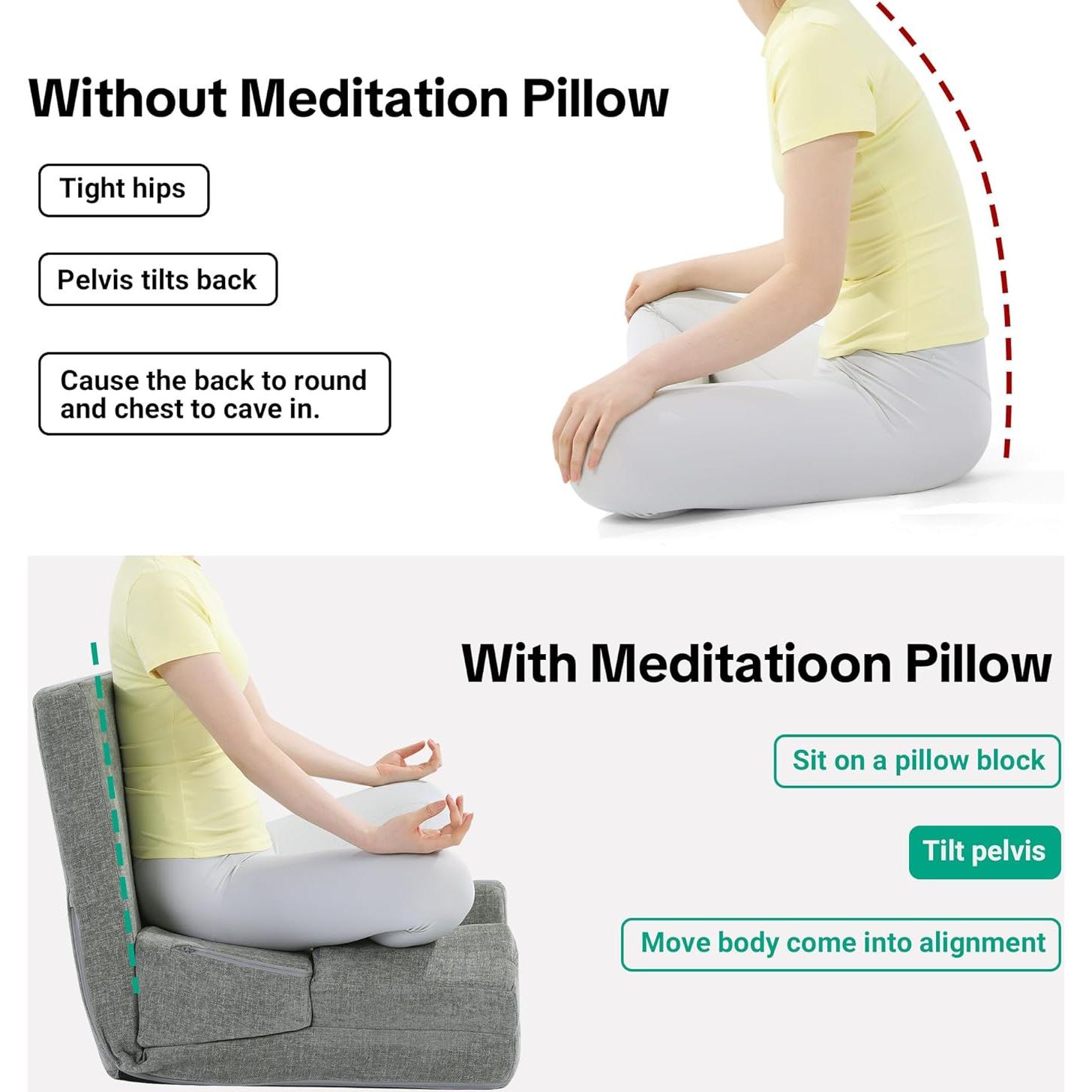 Cojín de Meditación HOMBYS 3 en 1 con Soporte Ajustable 91x56cm