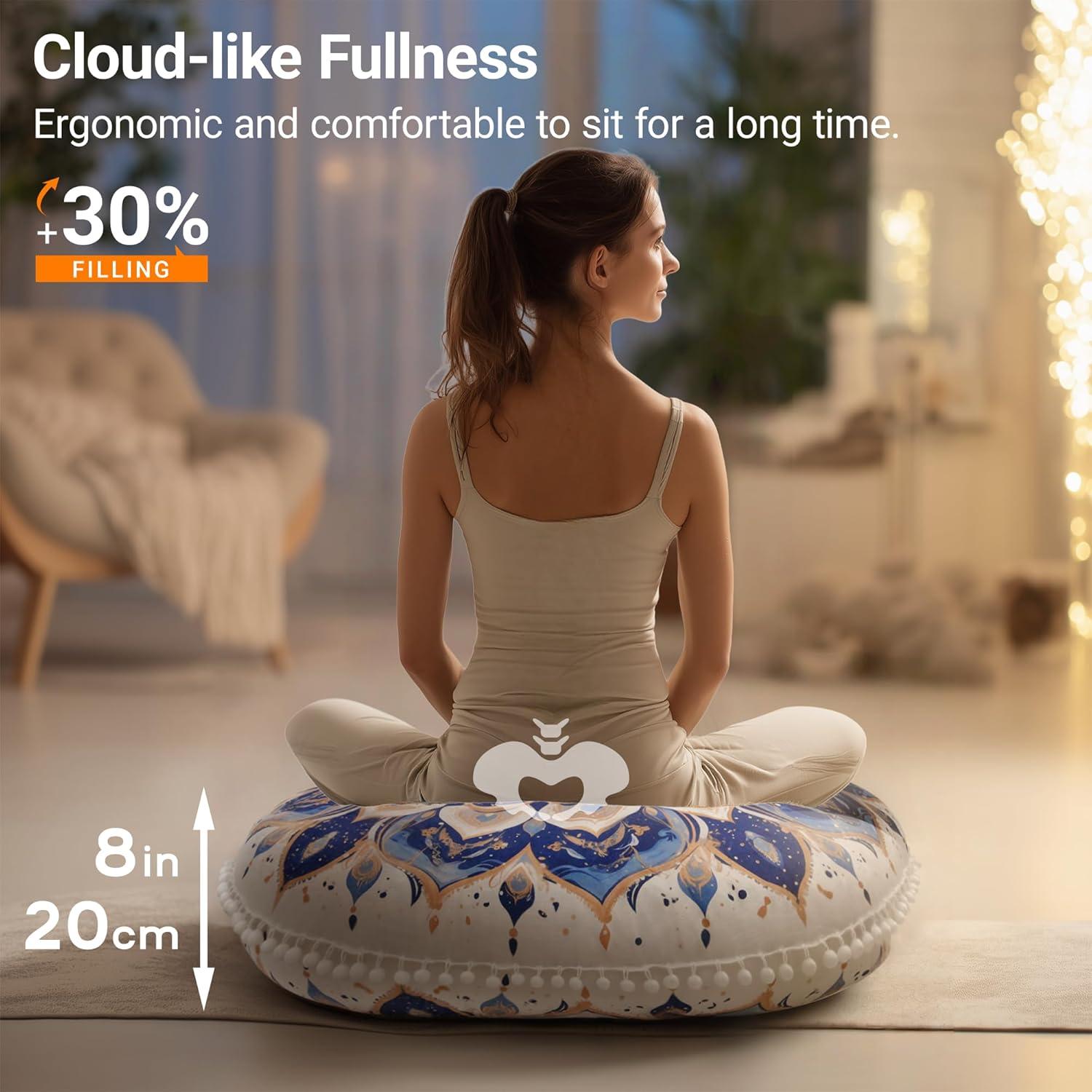 Cojín de Meditación Redondo DAWNYIELD 80cm Espuma Viscoelástica