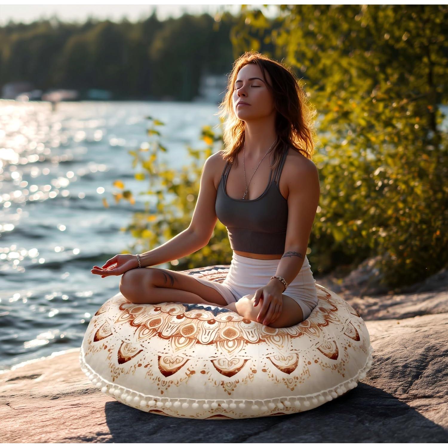 Cojín de Meditación Redondo DAWNYIELD 80cm Espuma Viscoelástica