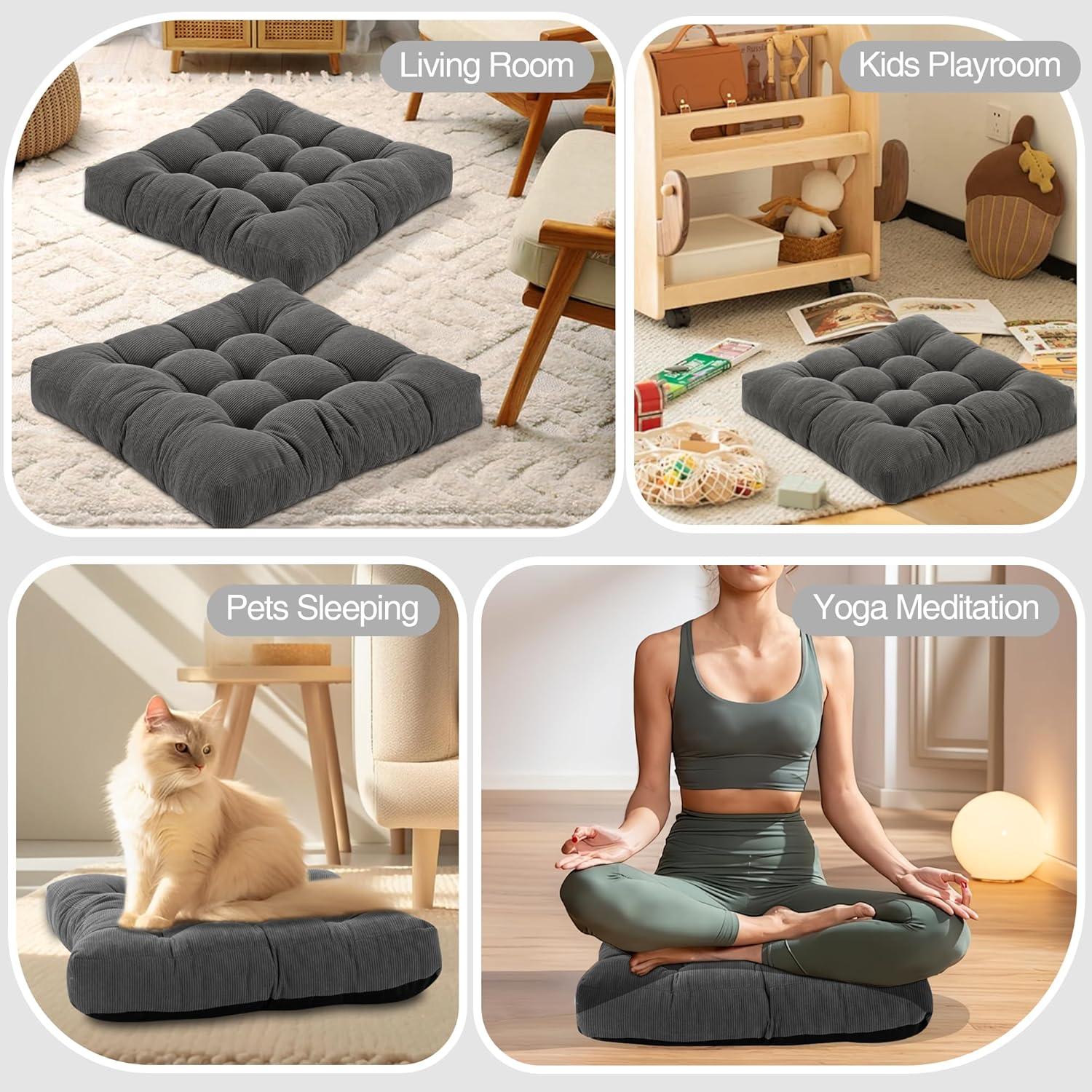 Cojines de Suelo PAROLL 61x61 cm Acolchados Espuma de Memoria 2 Pcs