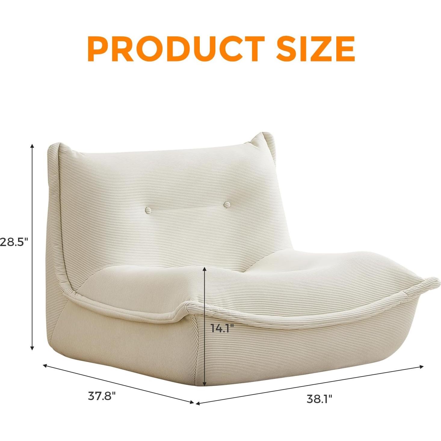 Silla Puff Grande TKBRWU Beige Ergonomica Espuma de Memoria