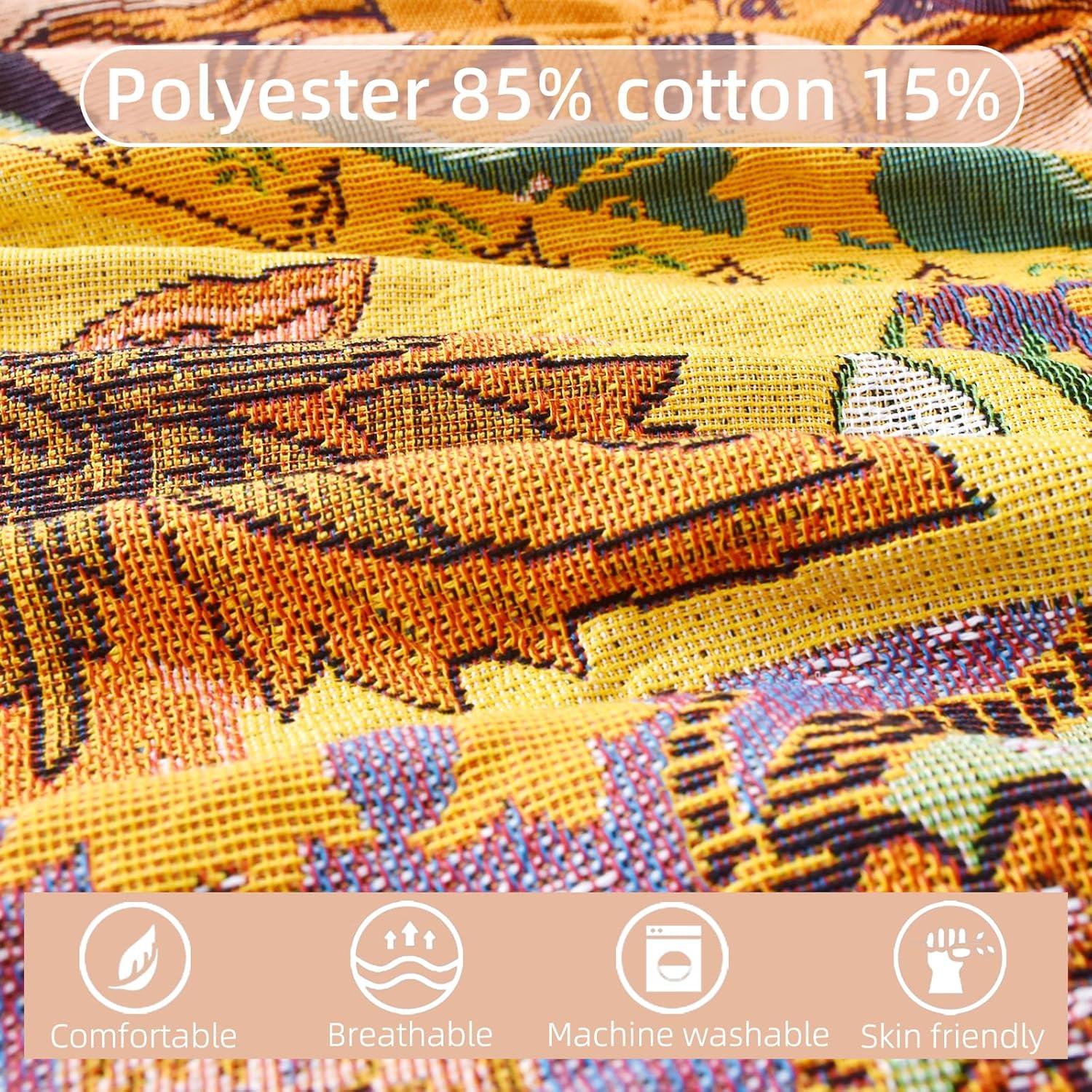 Manta Boho Reversible Shesyuki 127x152 cm Algodón Amarillo