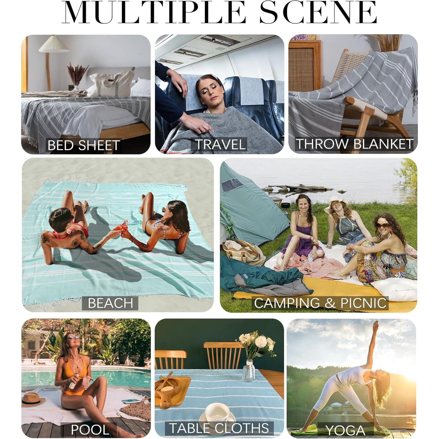 Toalla de Playa XL Antfuny Teal 182.88x182.88 cm Secado Rápido