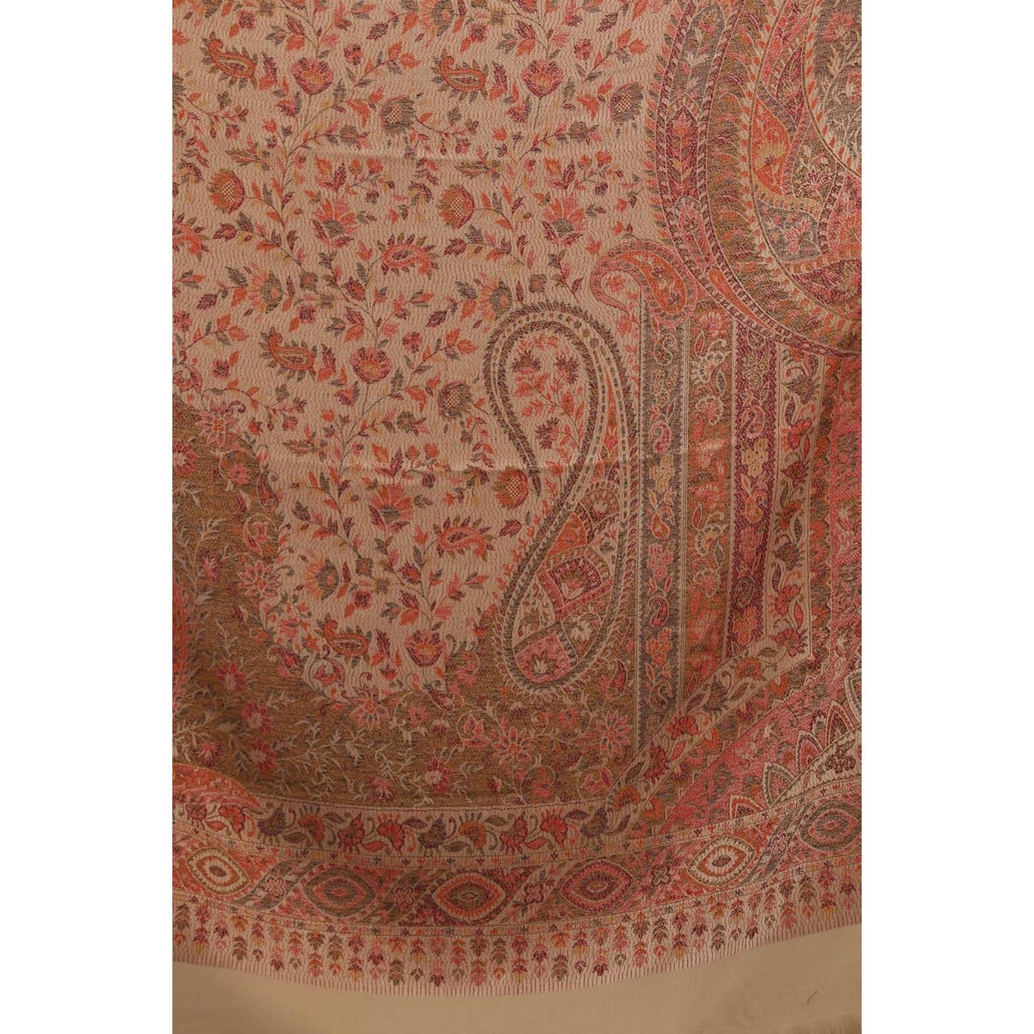 Chal Jamawar Reversible India Exótica - Lana y Acrílico Beige