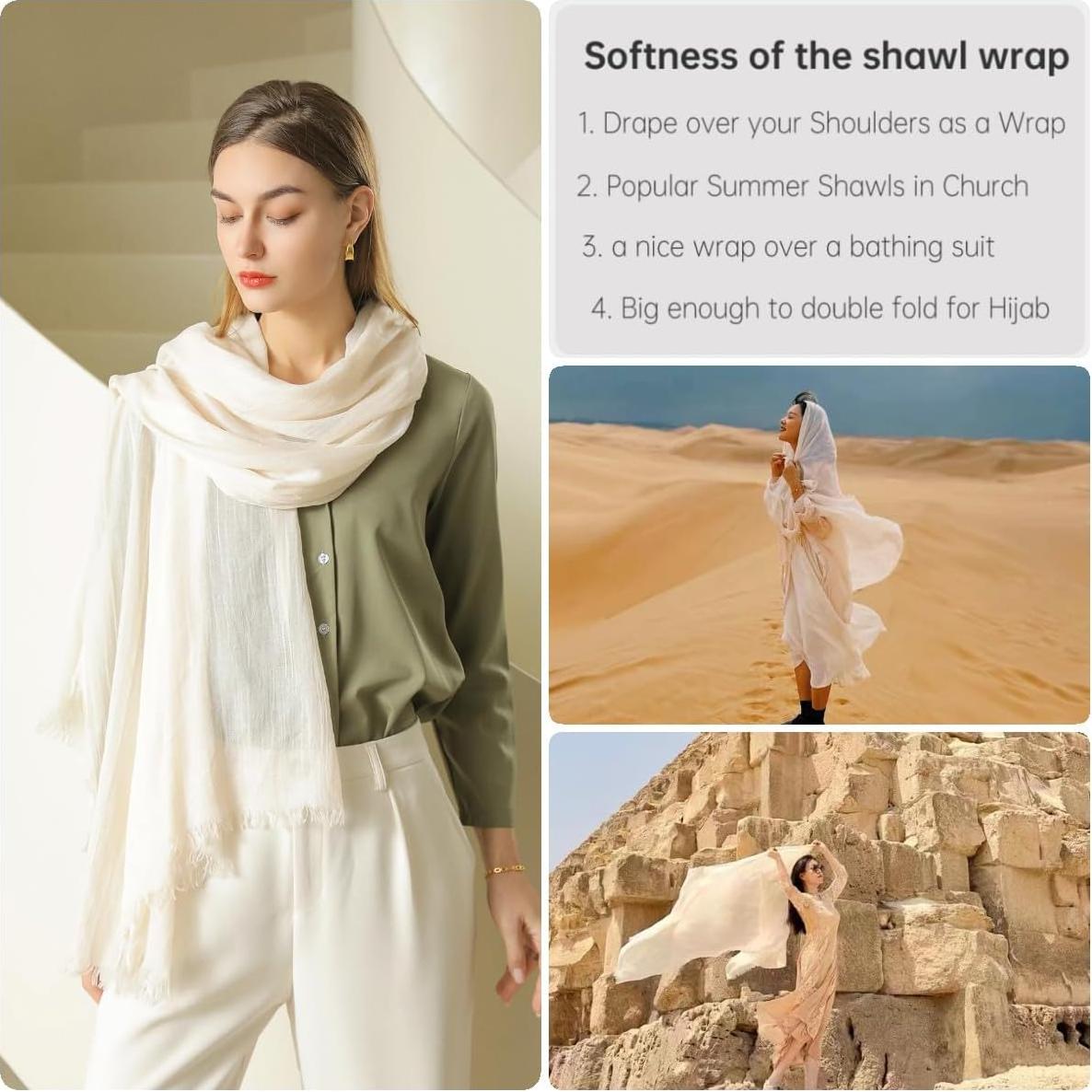 Chalina de Gasa Ligera Harewom para Mujeres - 95x195 cm