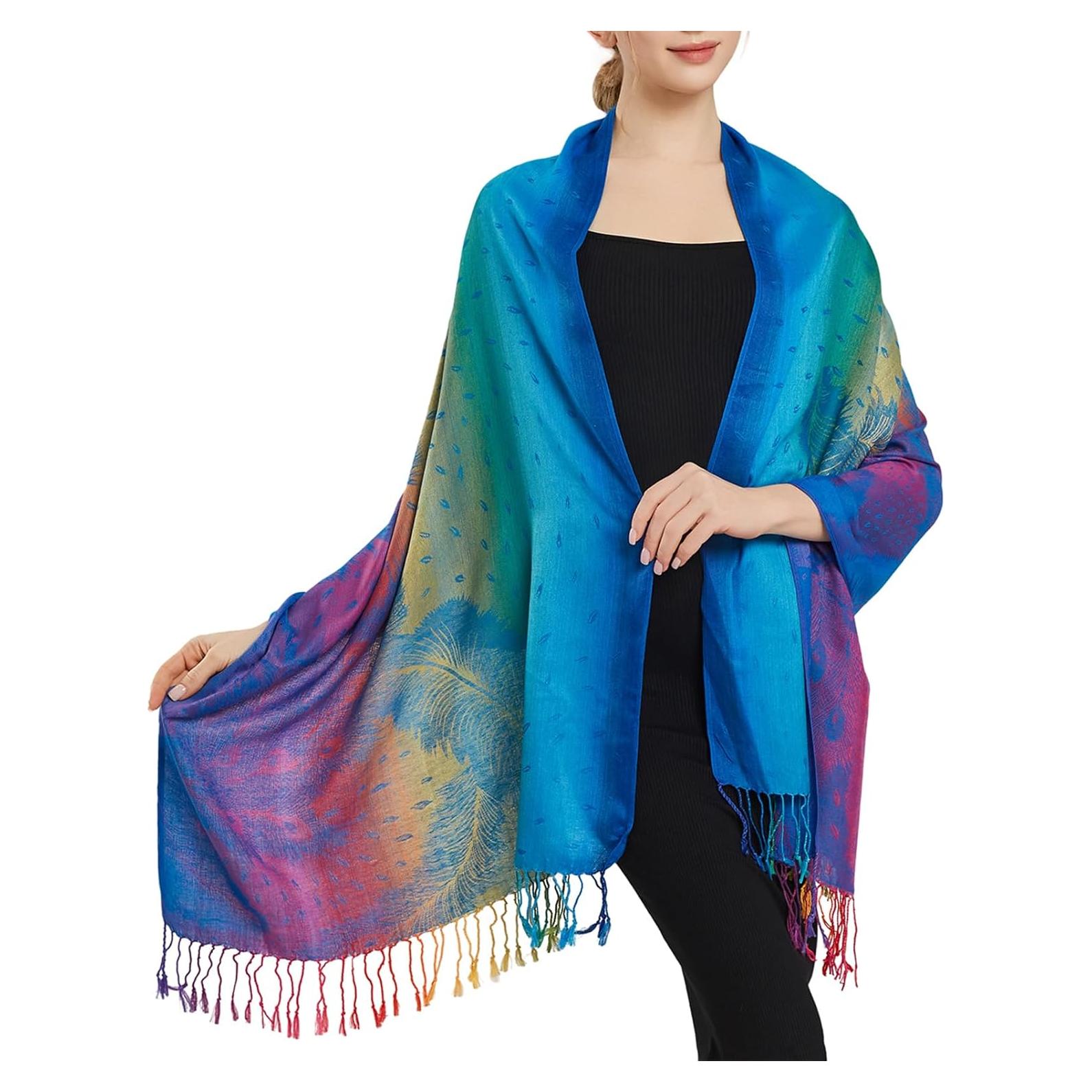 Bufanda Pashmina Colorida Rave 170x70cm Suave con Borlas