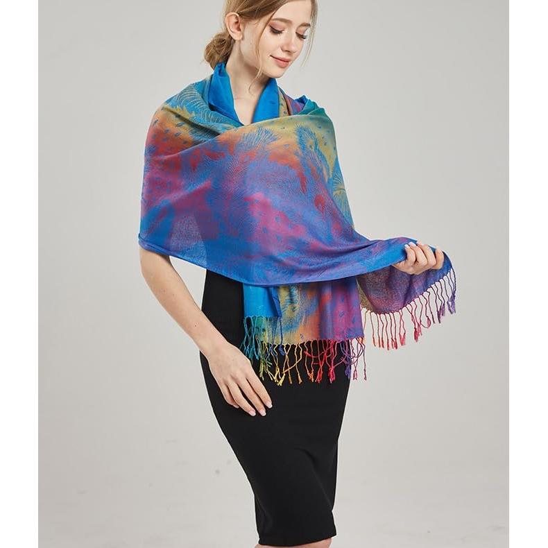 Bufanda Pashmina Colorida Rave 170x70cm Suave con Borlas