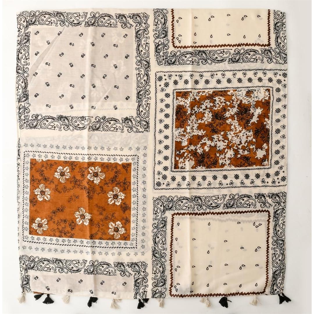 Bufanda Boho Pashmina Larga Multicolor con Cuentas Flecadas