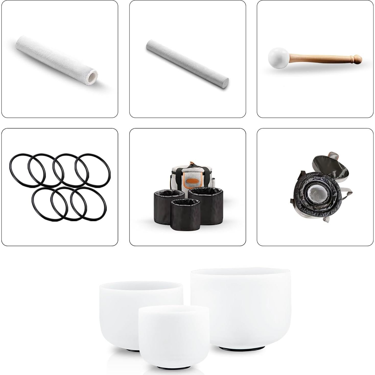 Set de 3 Cuencos de Canto de Cristal 432Hz RYAN DVAN - 6B, 7G, 8F