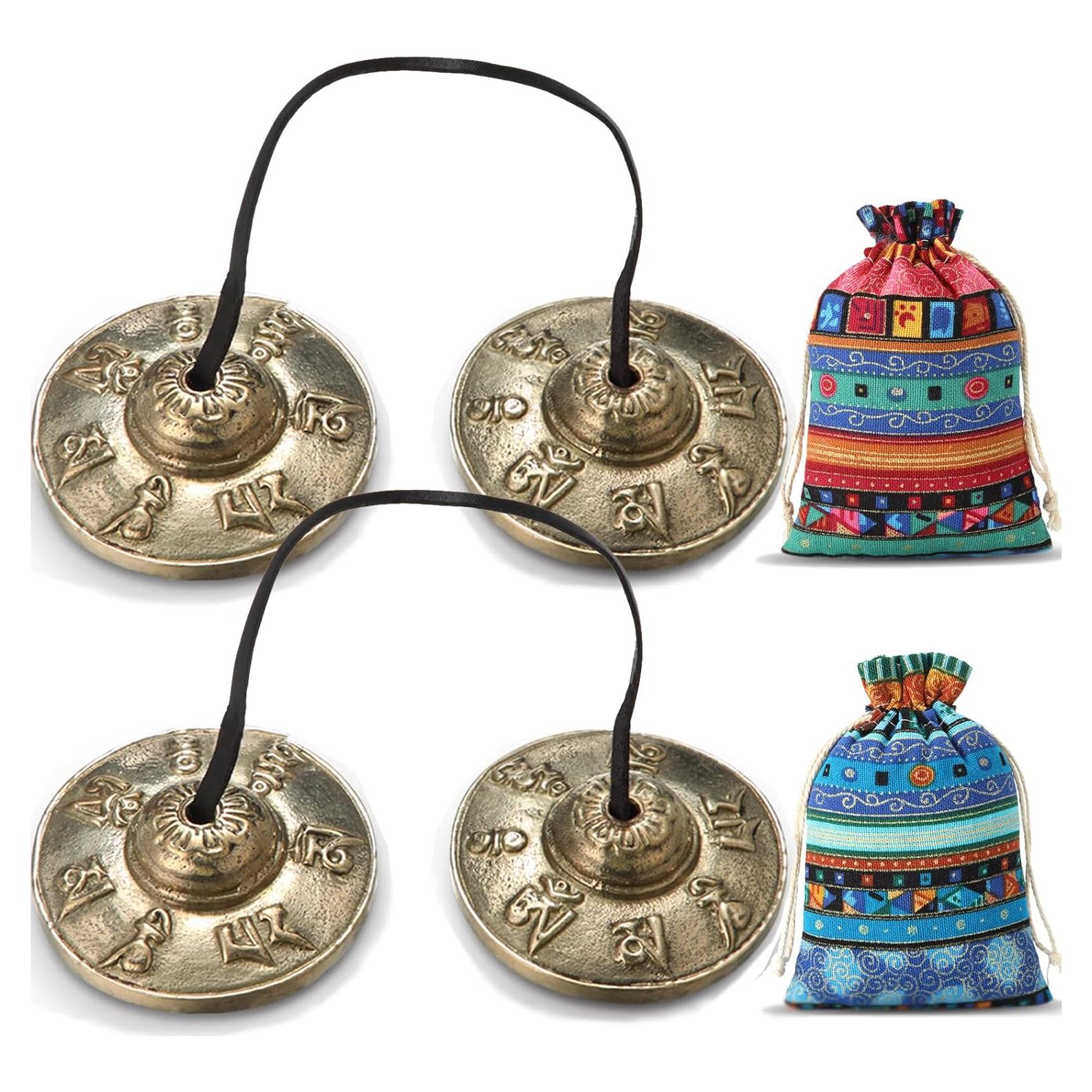 Tingsha Tibetanos Foilswirl 6.5 cm con 2 Bolsas Étnicas