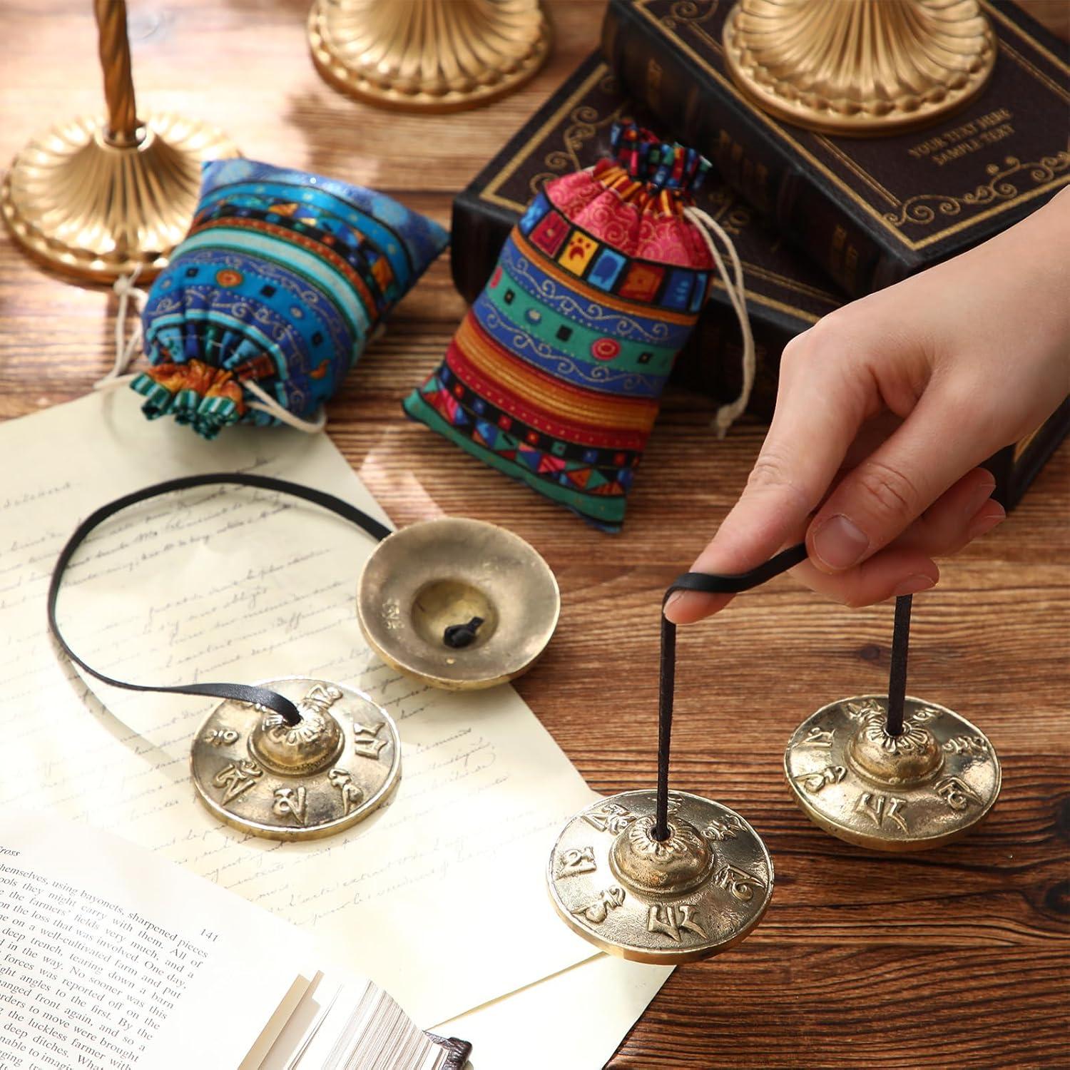 Tingsha Tibetanos Foilswirl 6.5 cm con 2 Bolsas Étnicas