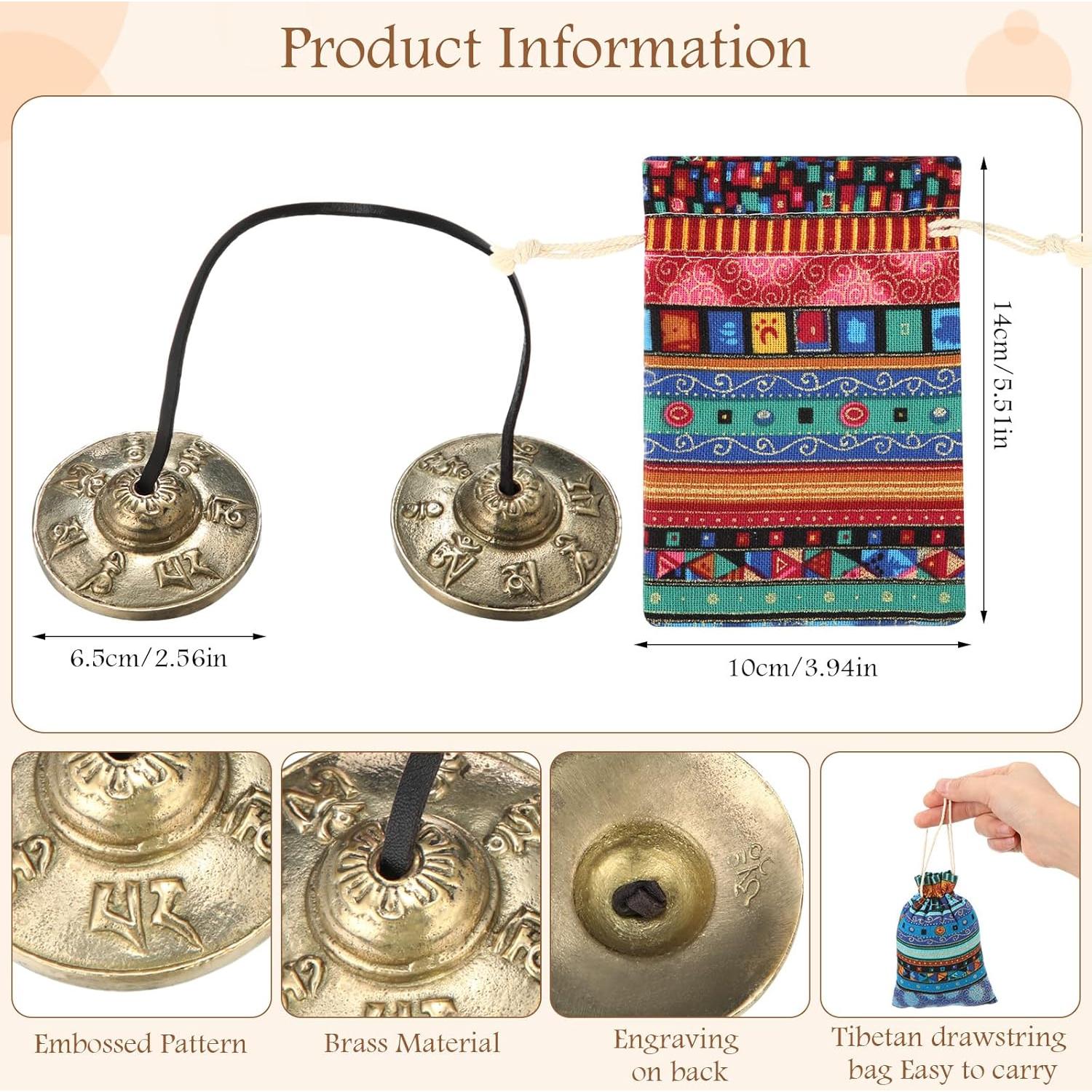 Tingsha Tibetanos Foilswirl 6.5 cm con 2 Bolsas Étnicas