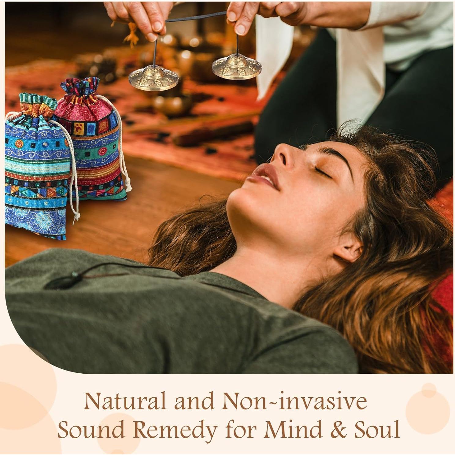 Tingsha Tibetanos Foilswirl 6.5 cm con 2 Bolsas Étnicas