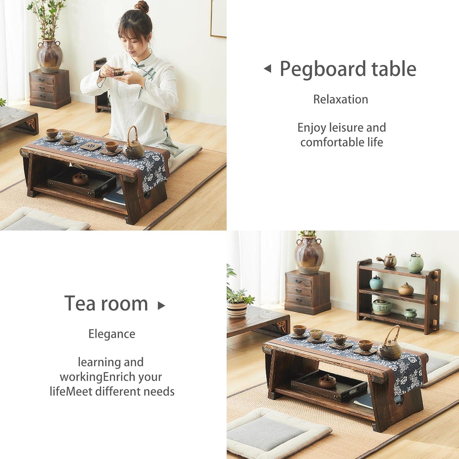 Mesa de Piso Timwooly de Madera Paulownia 60x34cm Nuez