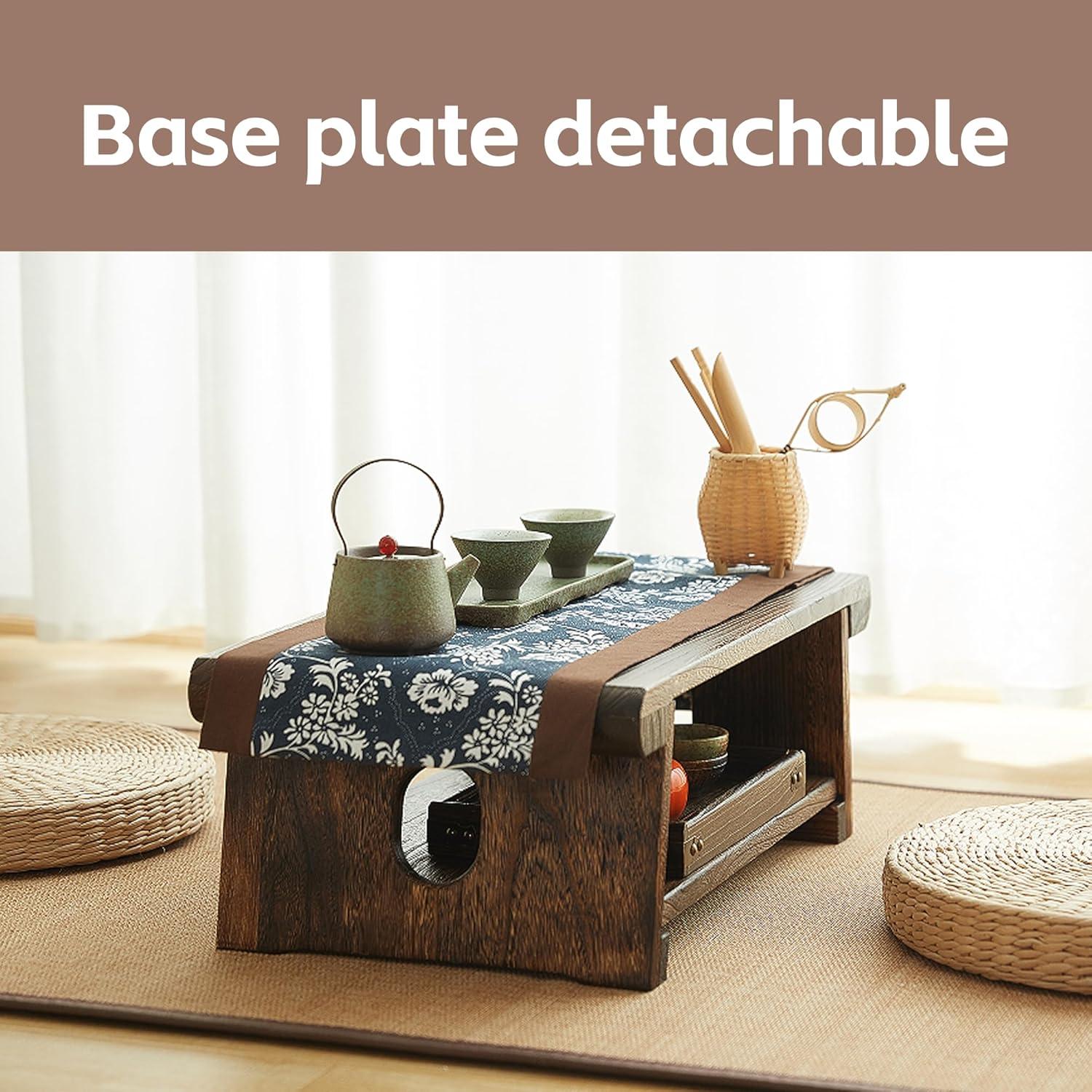 Mesa de Piso Timwooly de Madera Paulownia 60x34cm Nuez