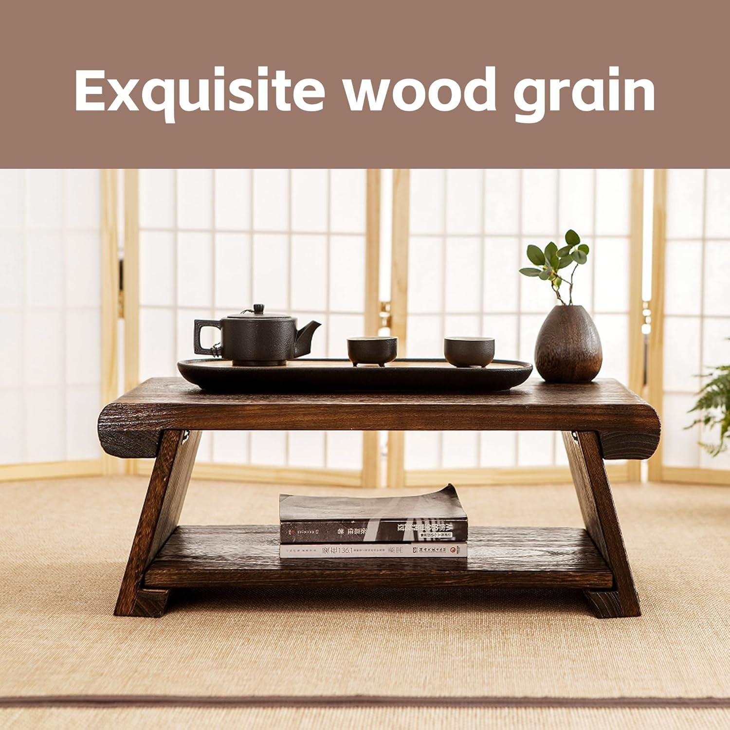 Mesa de Piso Timwooly de Madera Paulownia 60x34cm Nuez