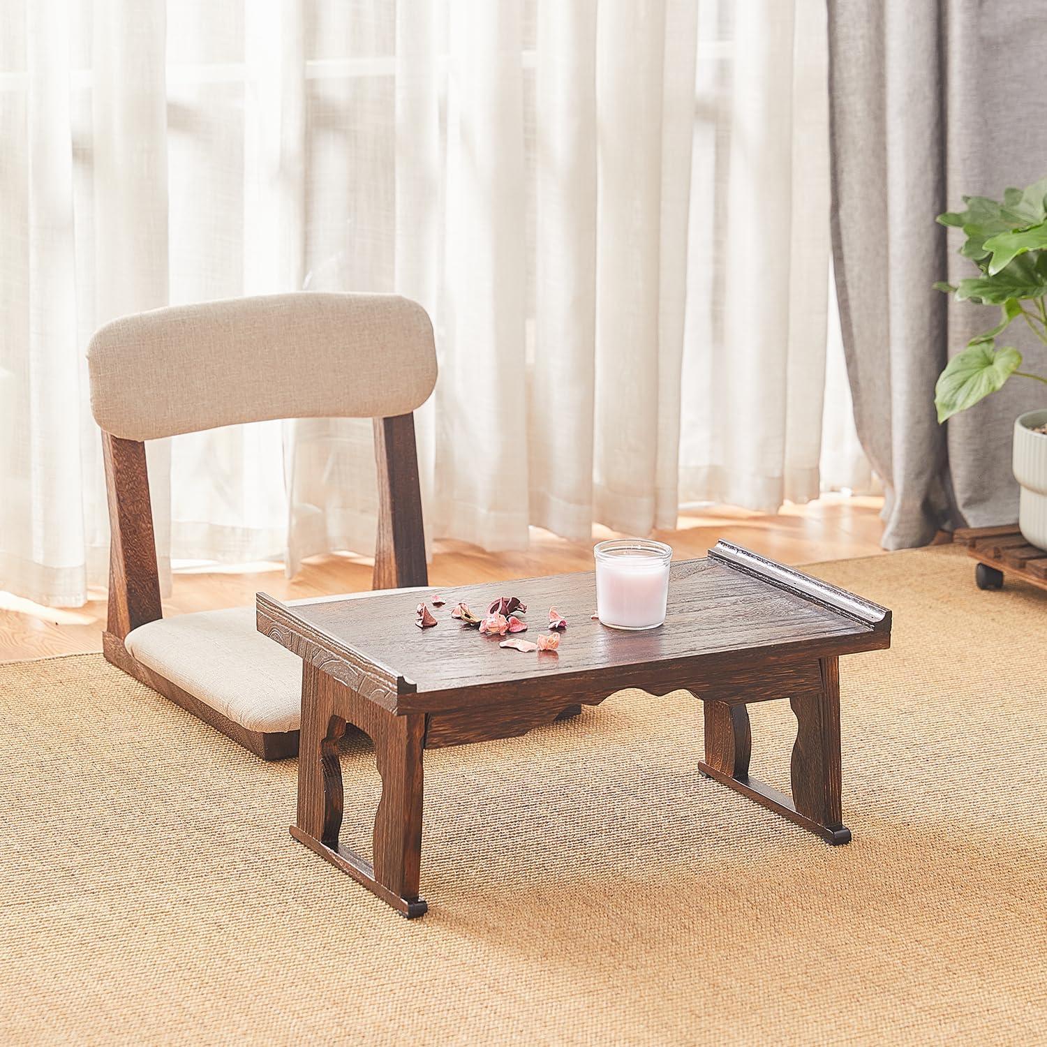 Mesa Baja Japonesa GZQWDC 50x30 cm Madera Plegable Café