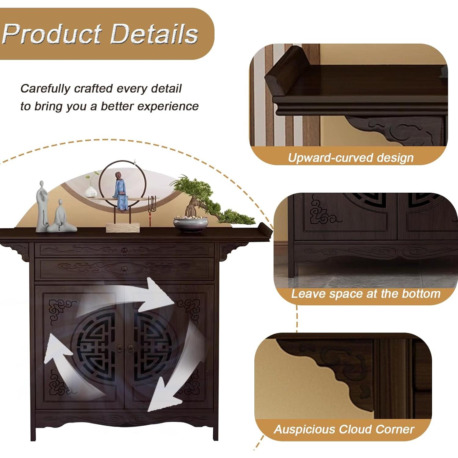 Armario Budista Chino QJSZMEI con Almacenamiento y Cajones