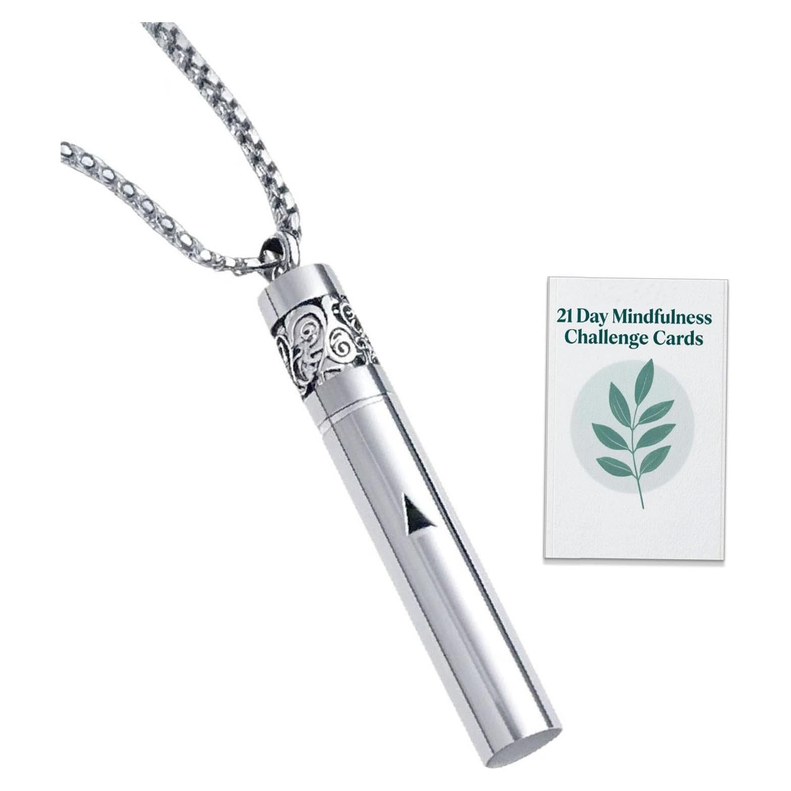 Collar Difusor de Aceite Esencial Mindfulness Plata 2-en-1