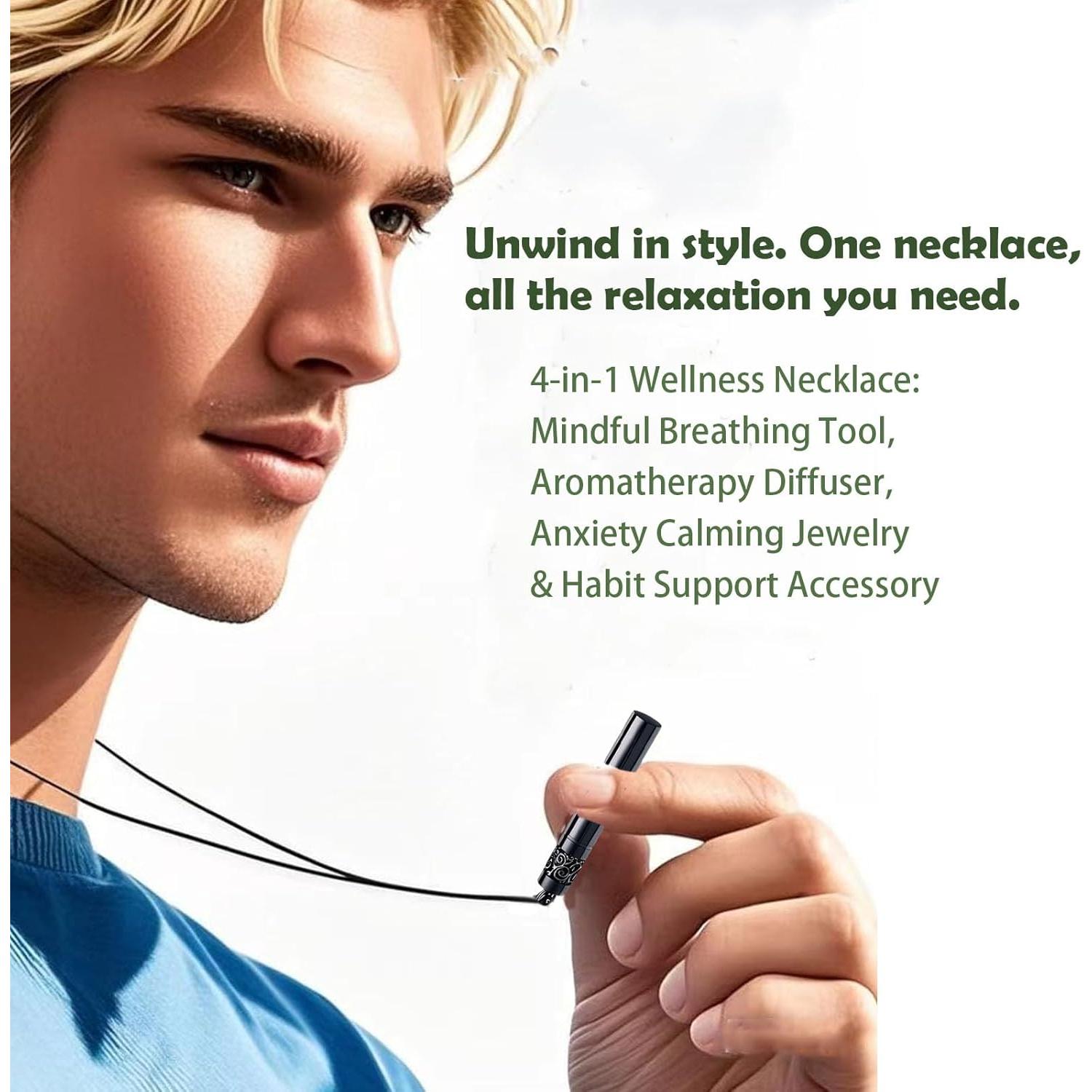 Collar Difusor de Aceite Esencial Mindfulness Plata 2-en-1