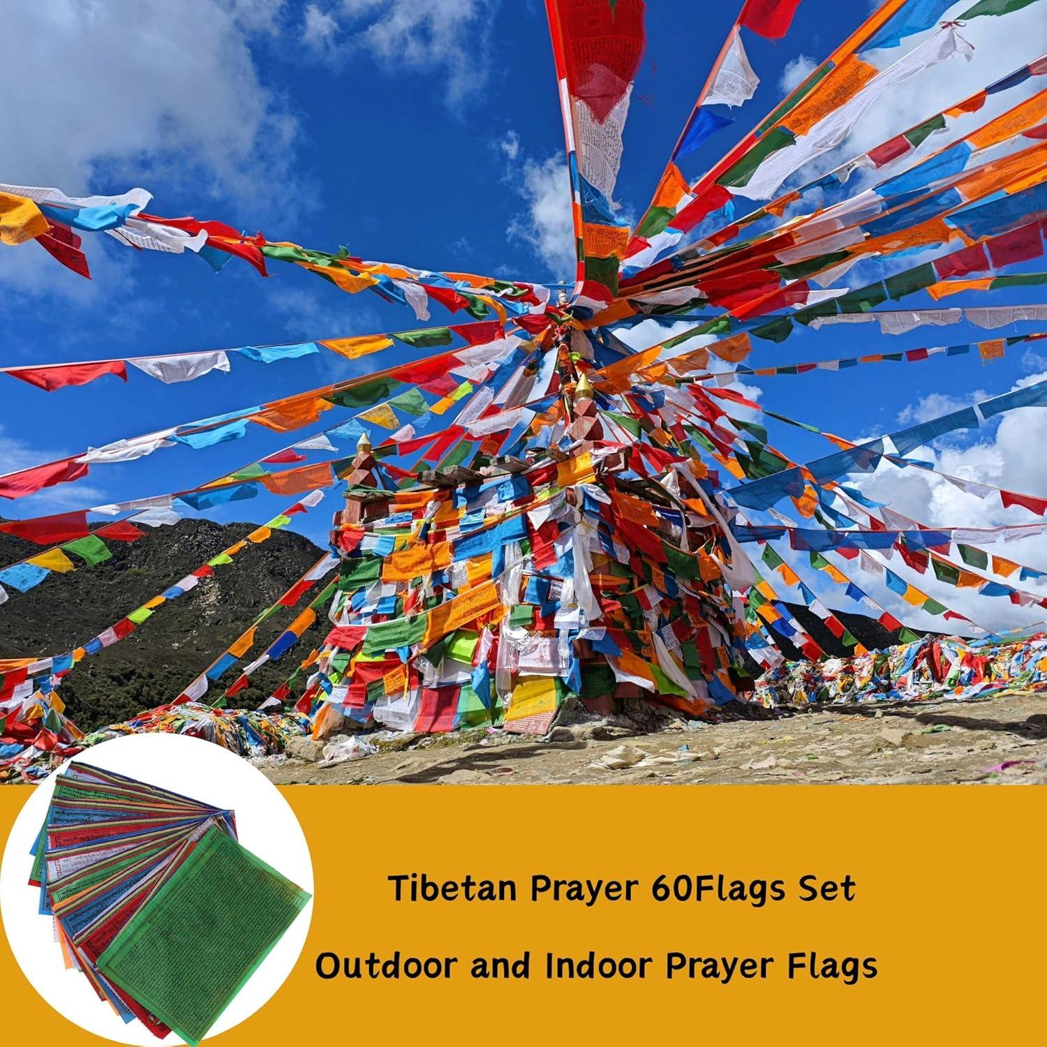 Banderas de Oración Budistas Tibetanas 35x23 cm - 60 Piezas