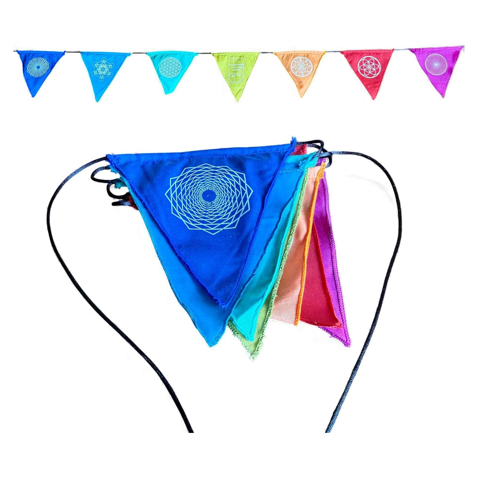 Banderas de Oración Arcoíris Geometría Sagrada - Conjunto 7