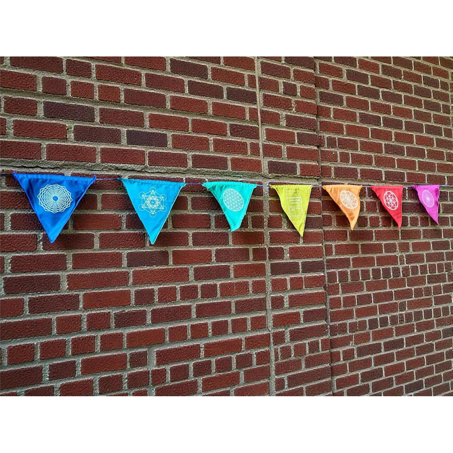 Banderas de Oración Arcoíris Geometría Sagrada - Conjunto 7