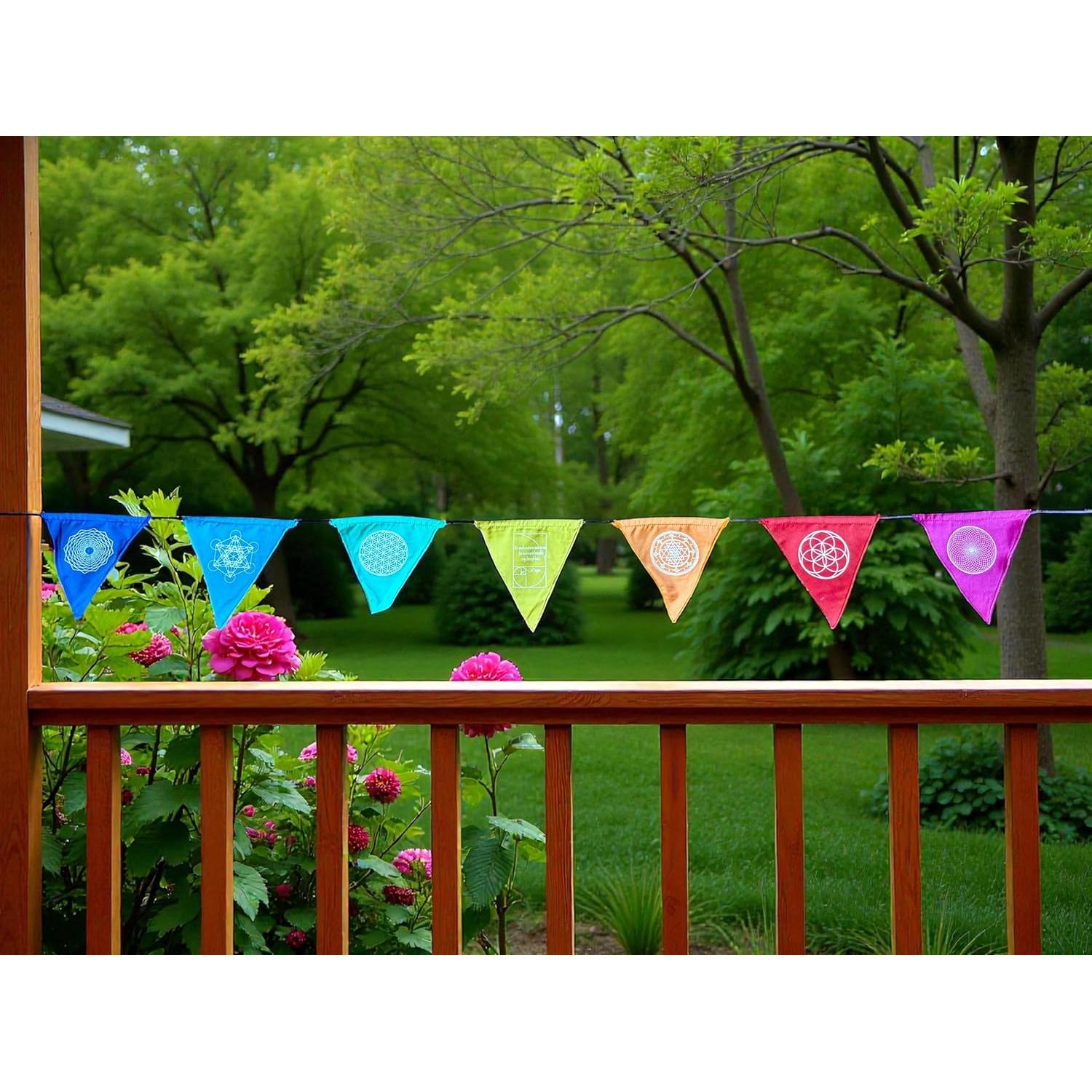 Banderas de Oración Arcoíris Geometría Sagrada - Conjunto 7