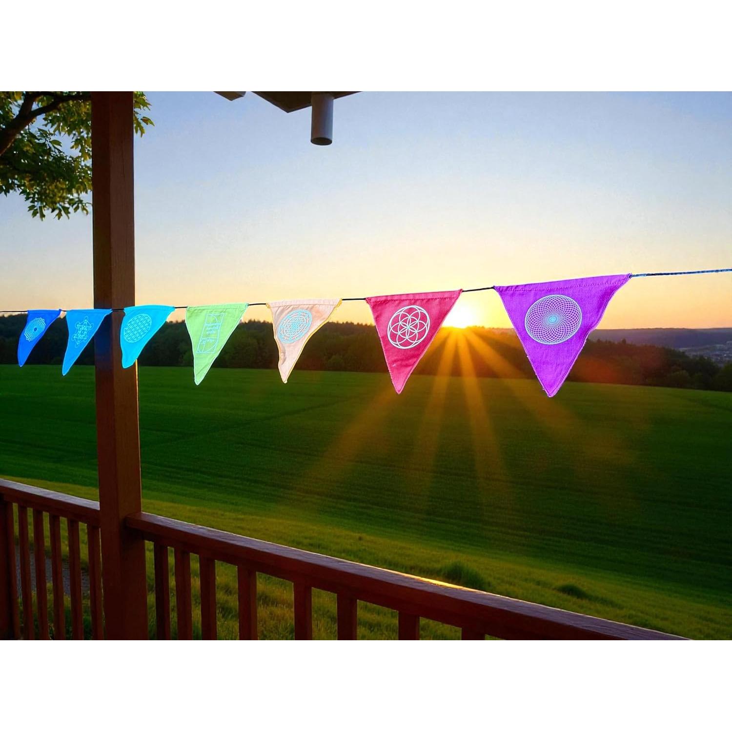 Banderas de Oración Arcoíris Geometría Sagrada - Conjunto 7