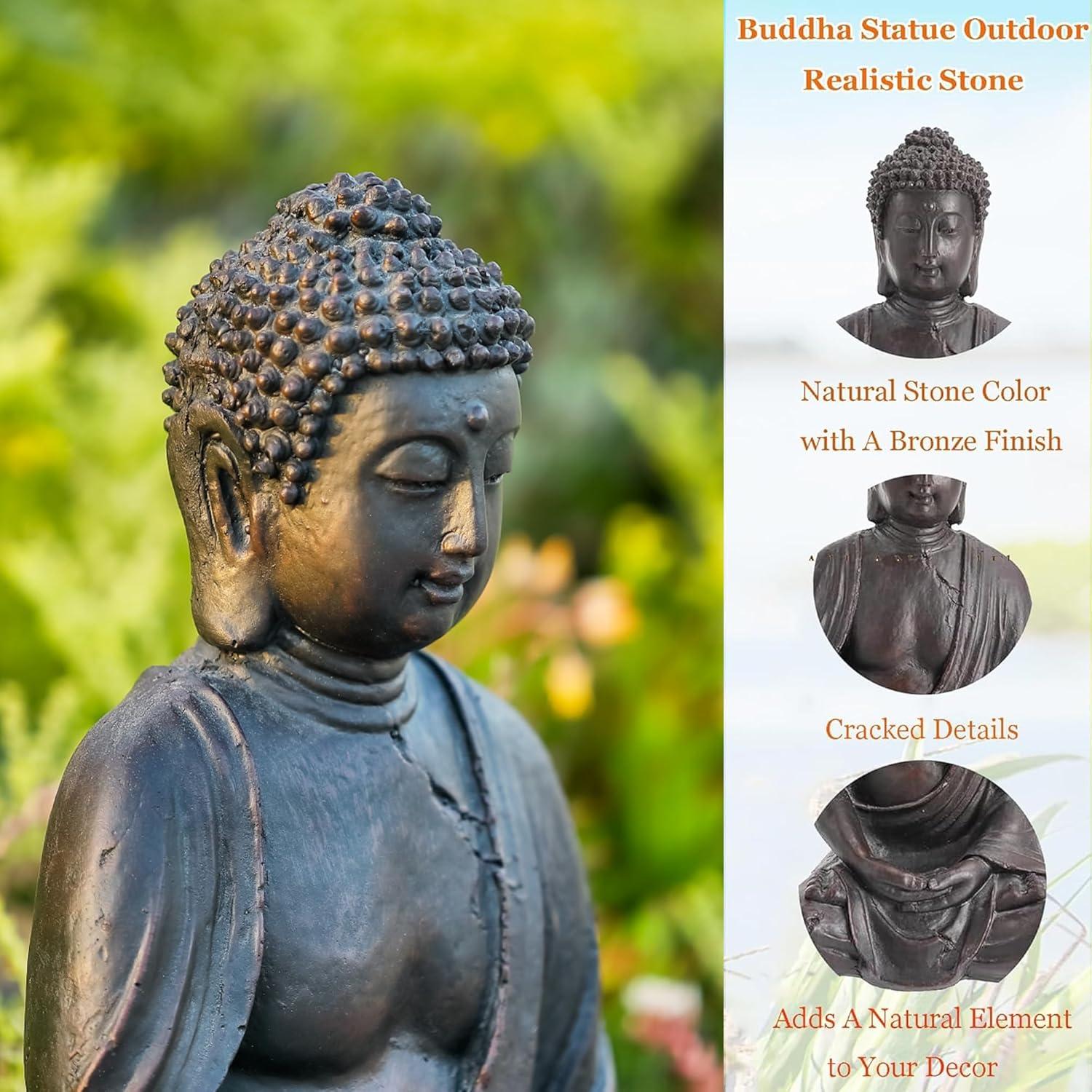 Estatua de Buda Phaxth 38 cm para Jardín Exterior Decorativa