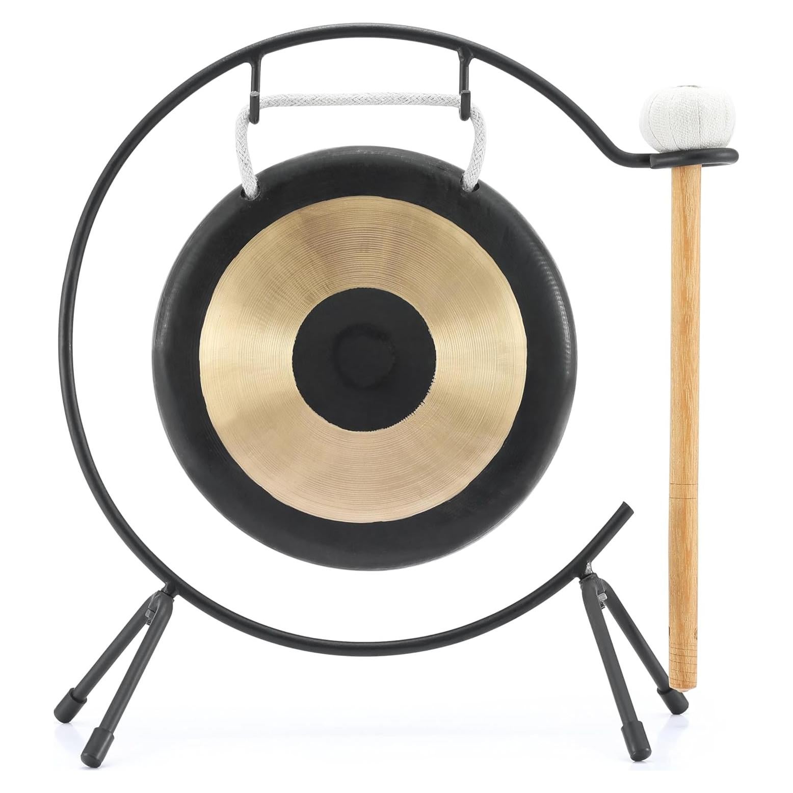 Mini Gong de Bronce 15.24 cm Ruiqnn con Soporte y Mazo